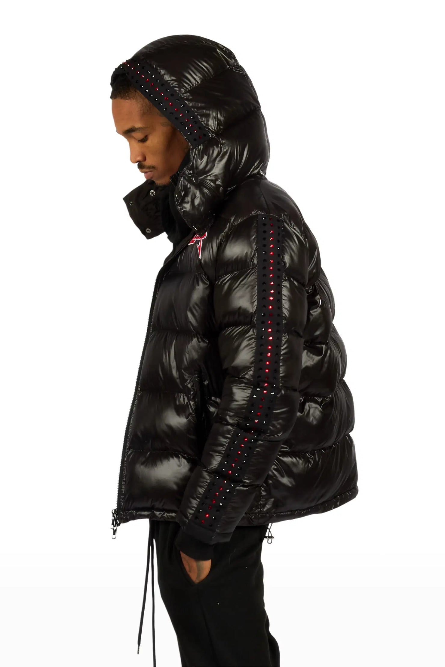 States Black/Red Baggy Stacked Hoodie Track Set