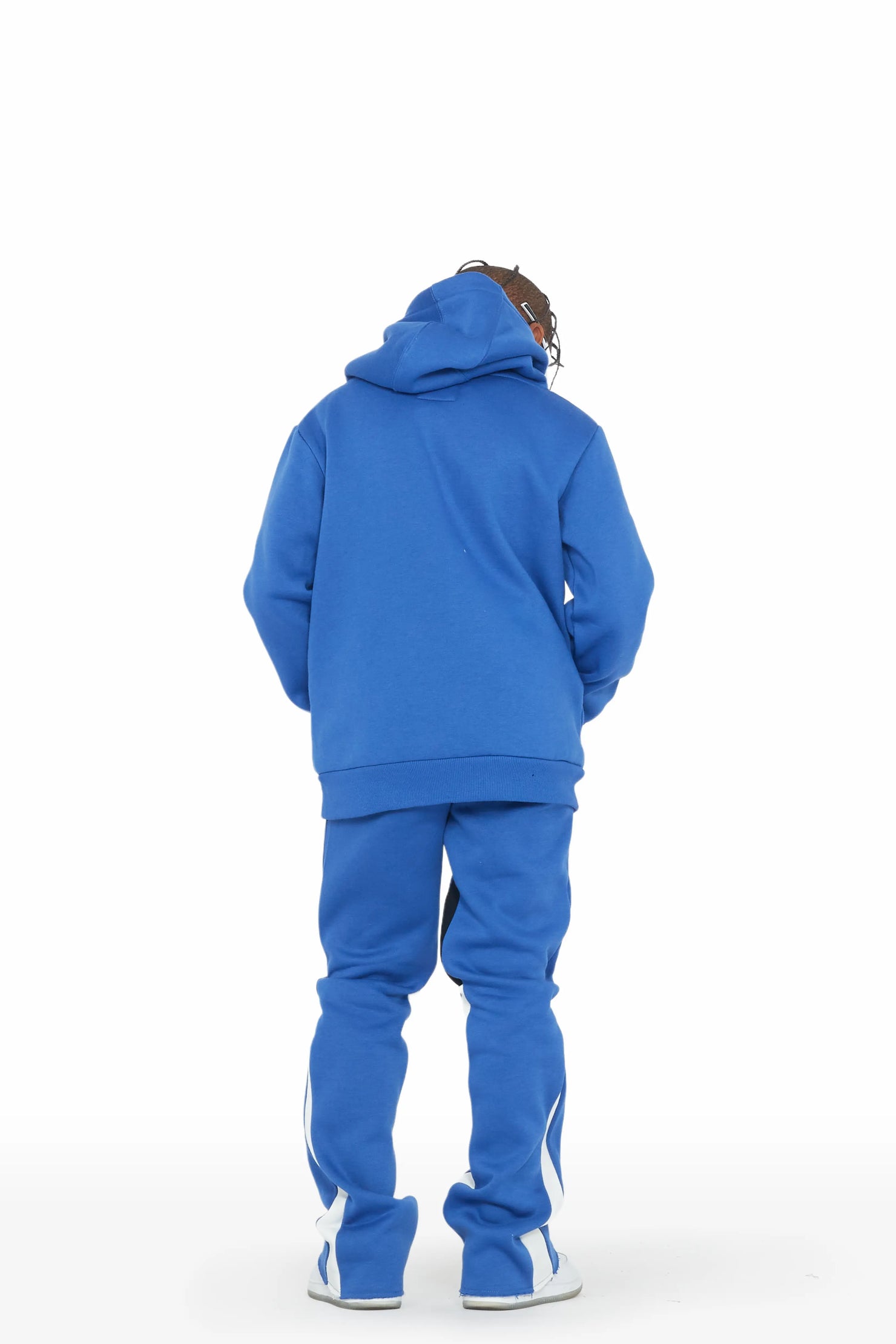Boys Francis Royal Blue Hoodie Stacked Flare Track Set