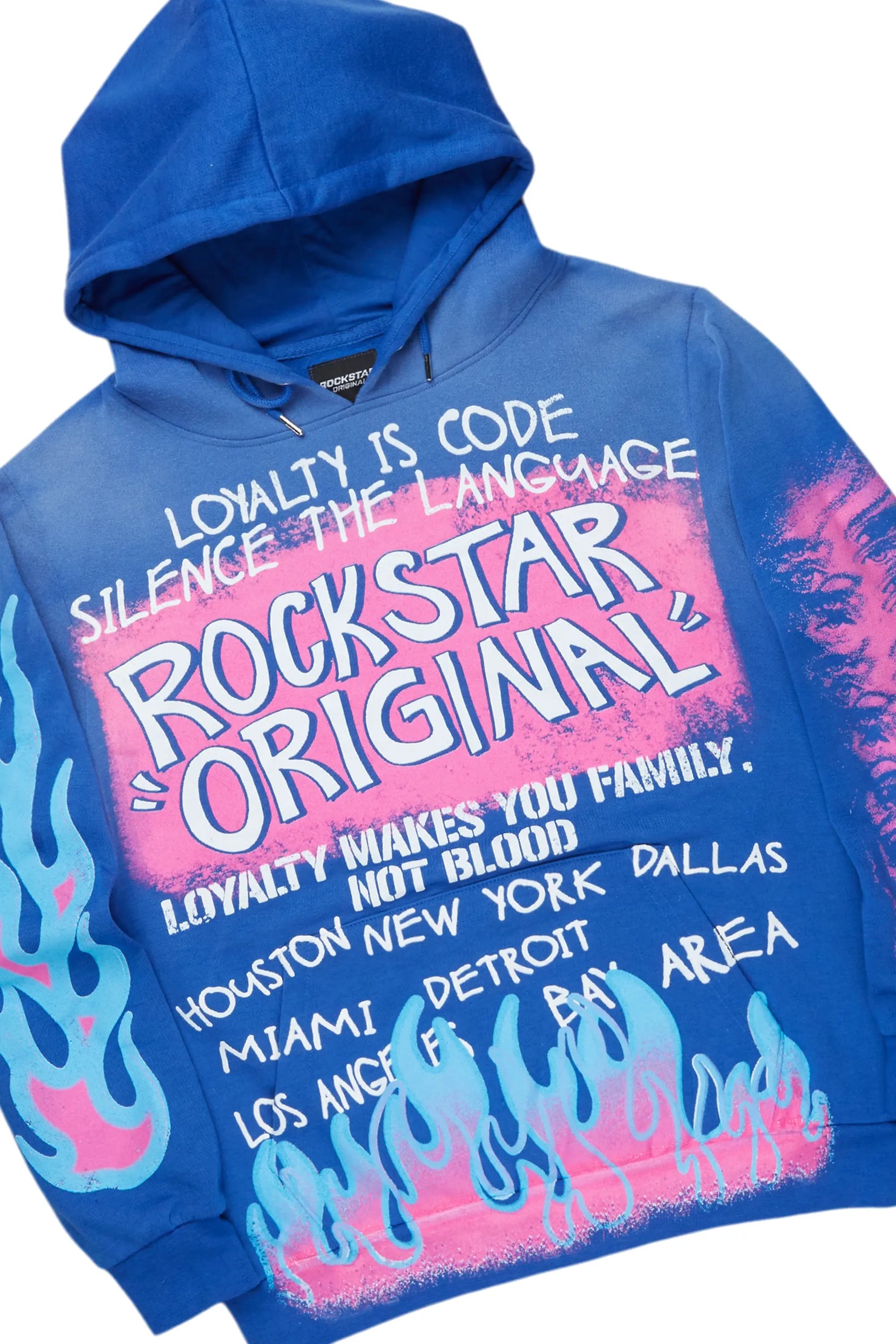 Beno Royal Blue Stacked Flare Hoodie Track Set