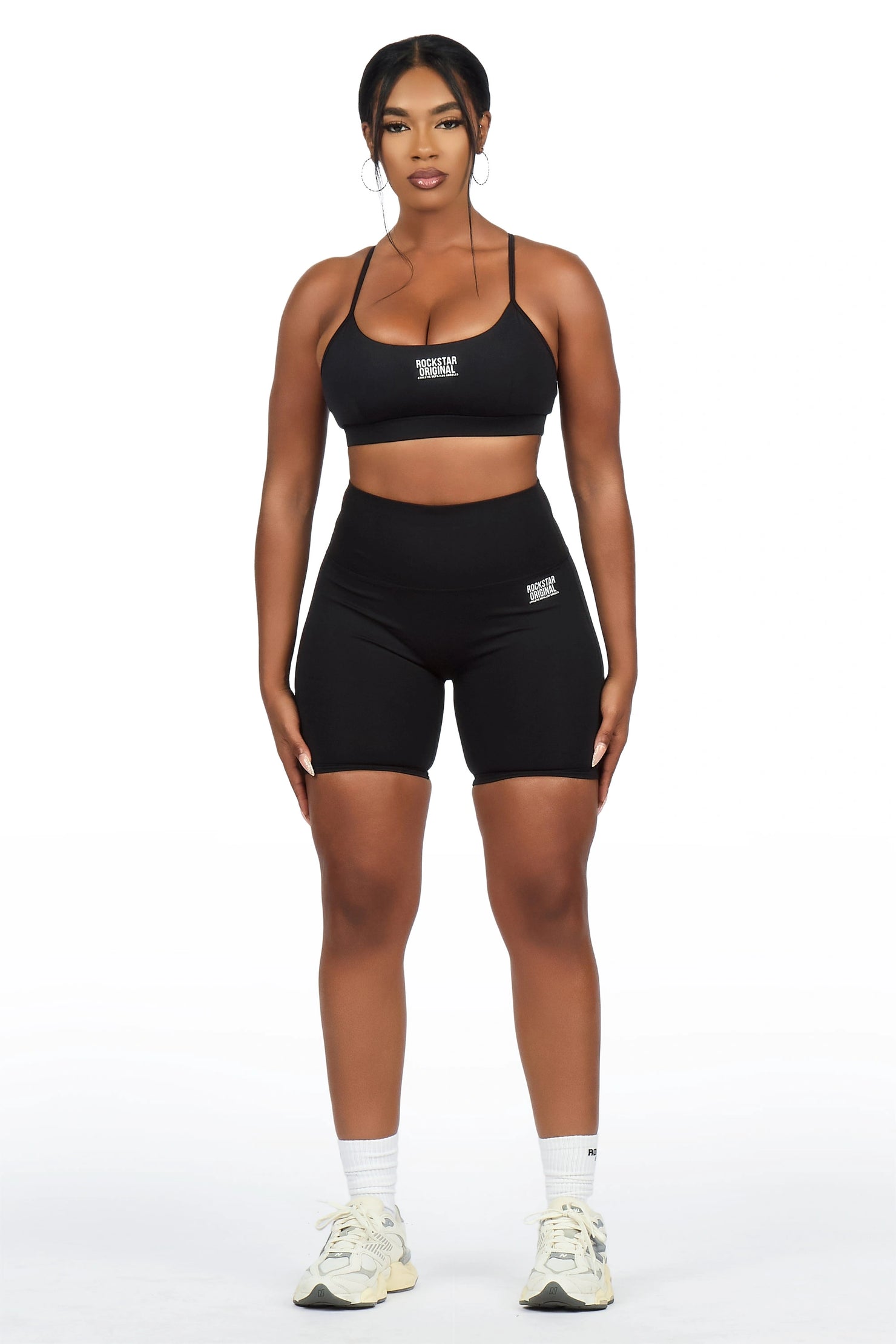 Aliccia Black Tank Active Bike Short Set