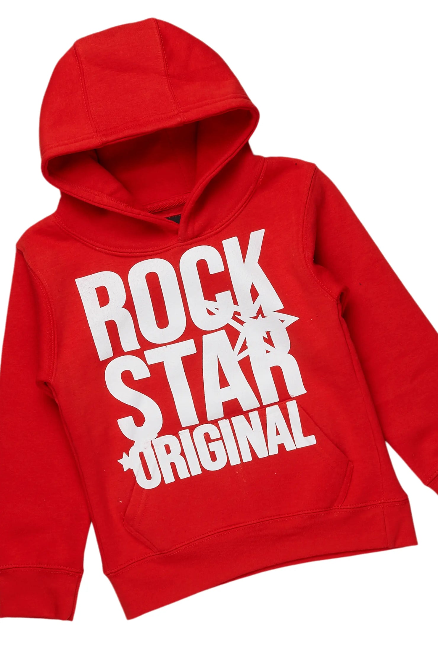 Girls Melanie Red/Blue Hoodie/Stacked Flare Jean Set