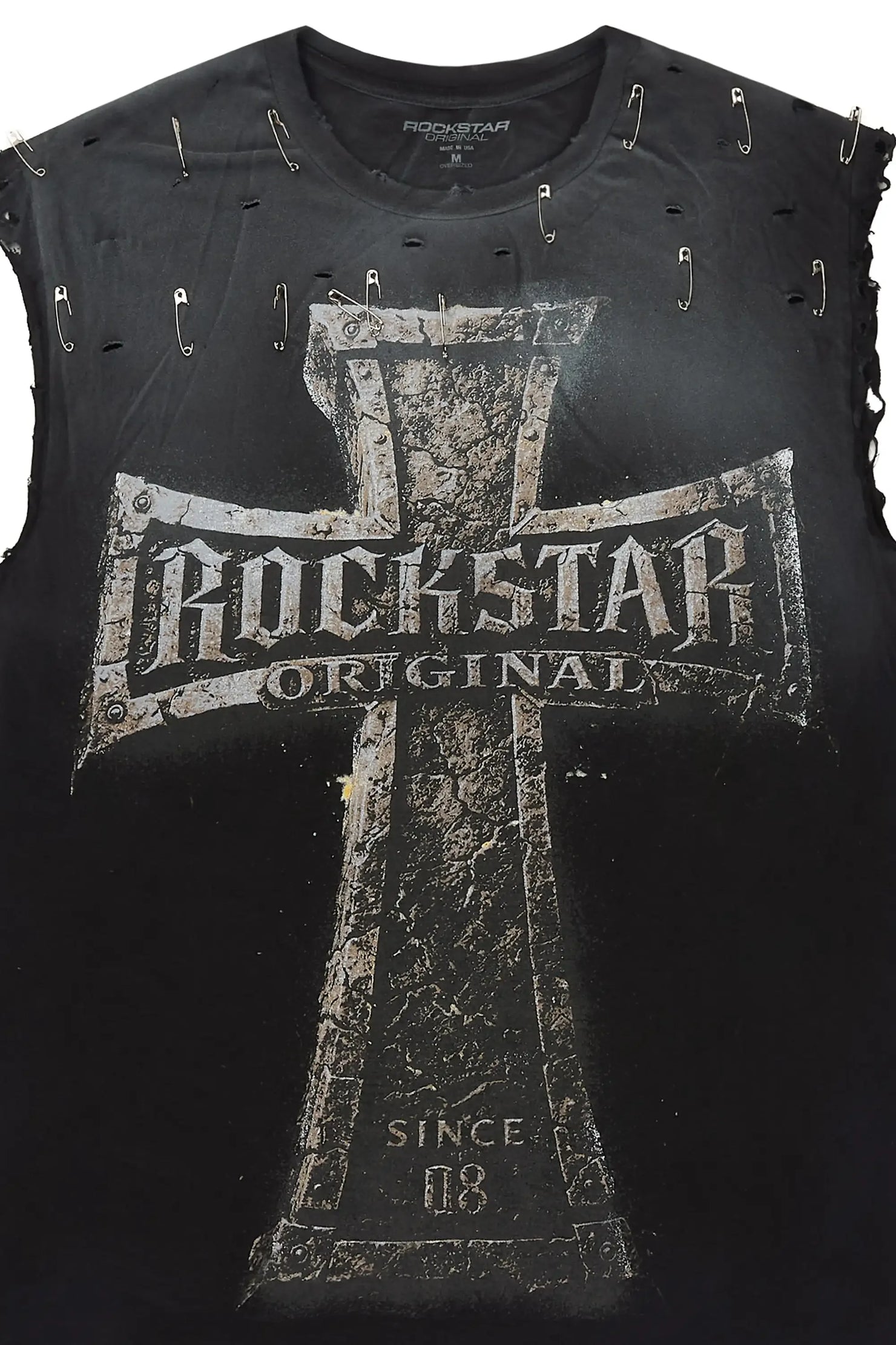 Mikell Black Oversized Cut Off T-Shirt