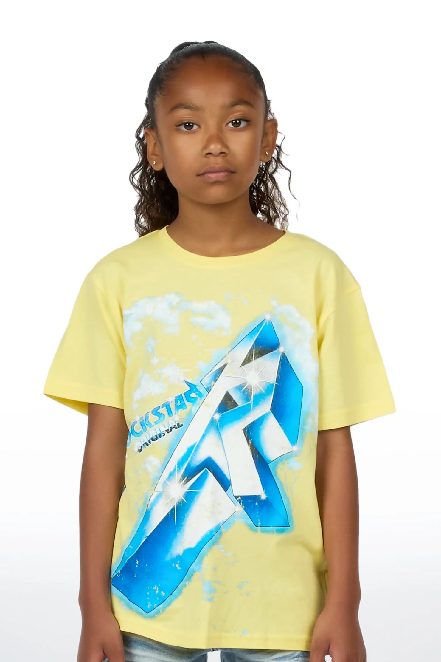 Girls Vayla Yellow/Royal Graphic T-Shirt