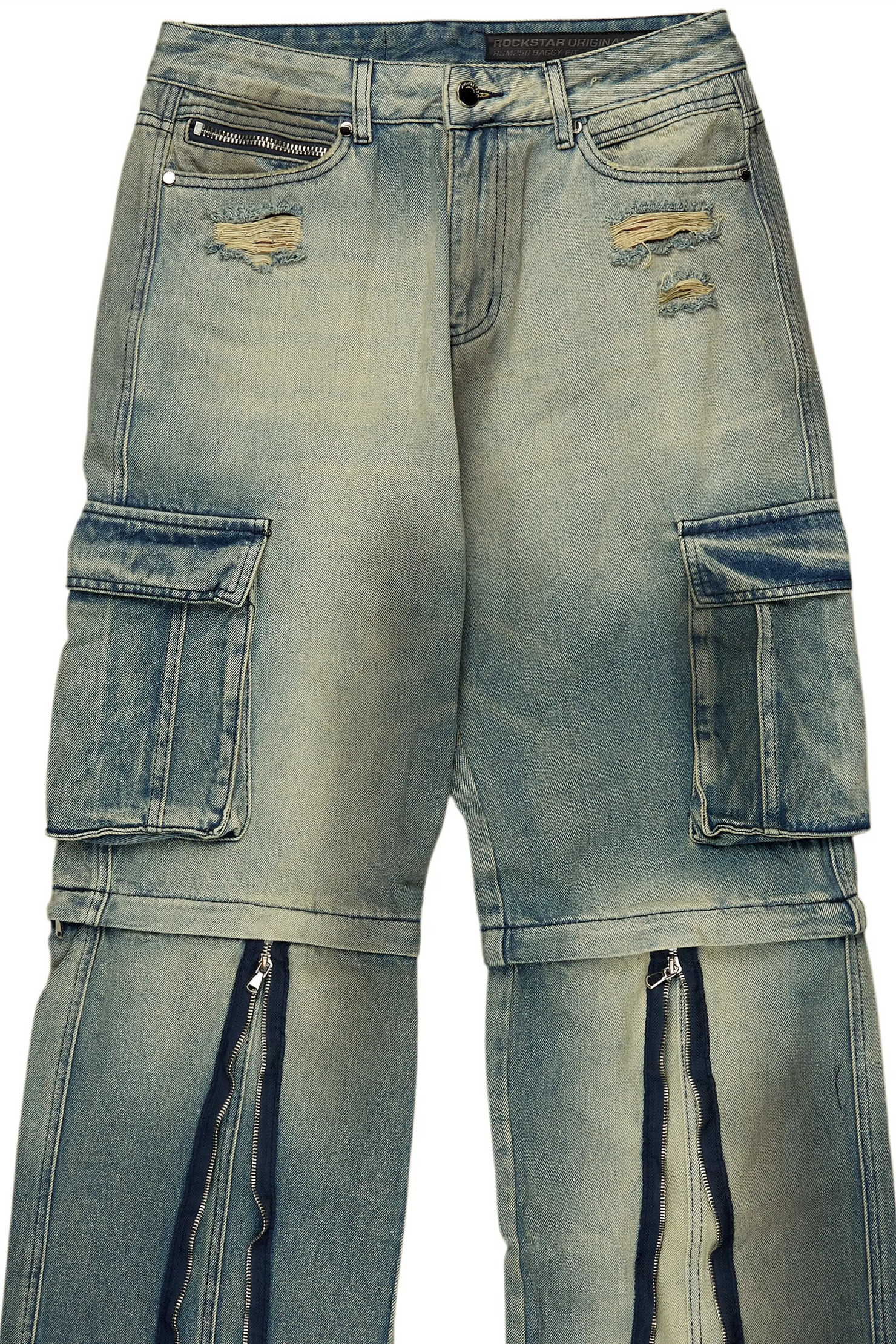 Rupert Vintage Blue Baggy Fit Zip Off Jean