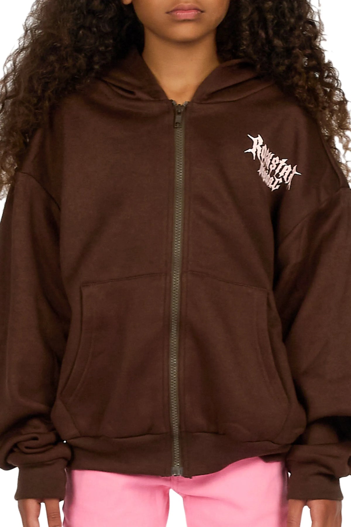 Girls Twinkle 2.0 Cocoa/Pink Zip Up Hoodie