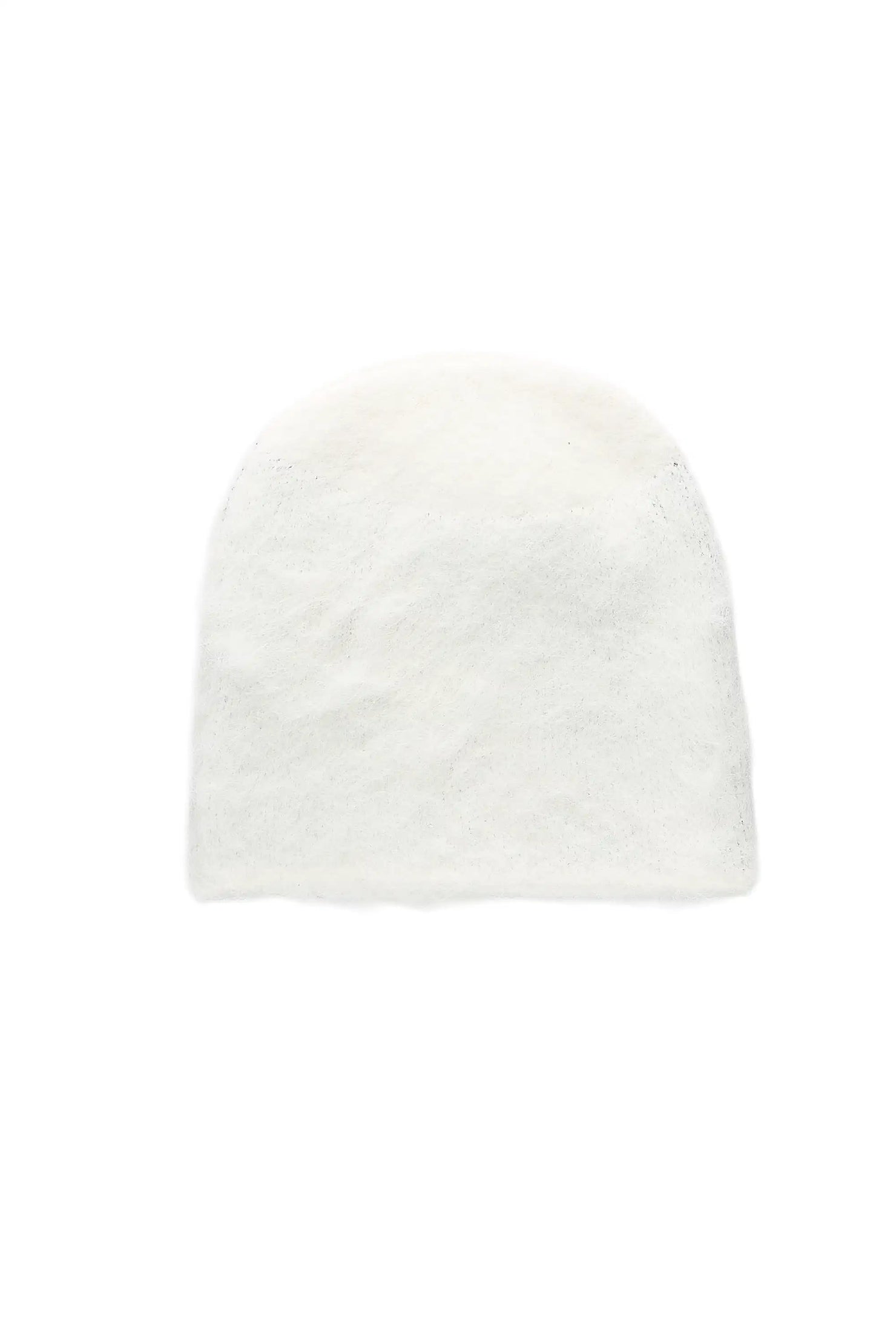 Toshio White Knitted Mohair Beanie