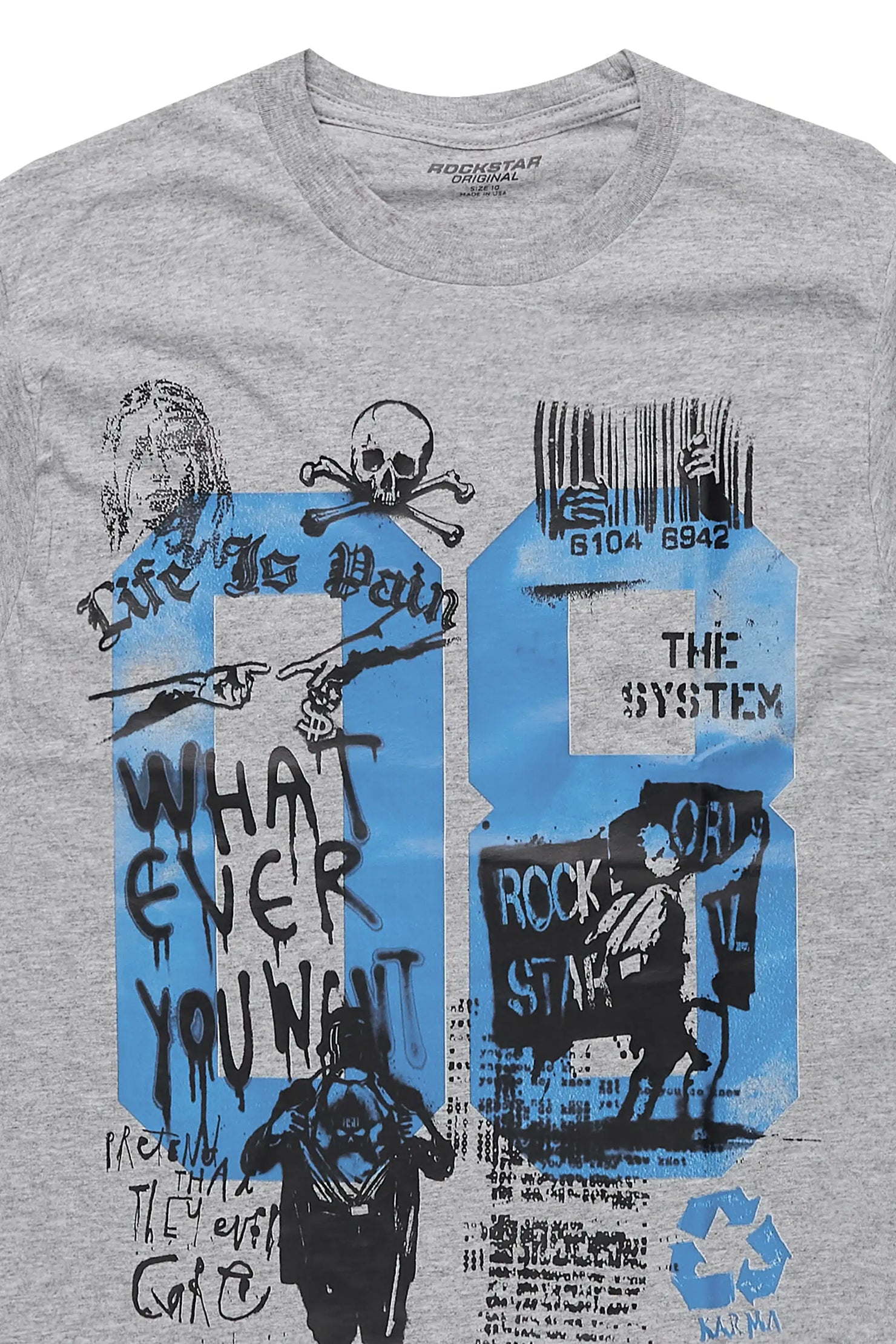 Boys Beau Grey/Blue Graphic T-Shirt