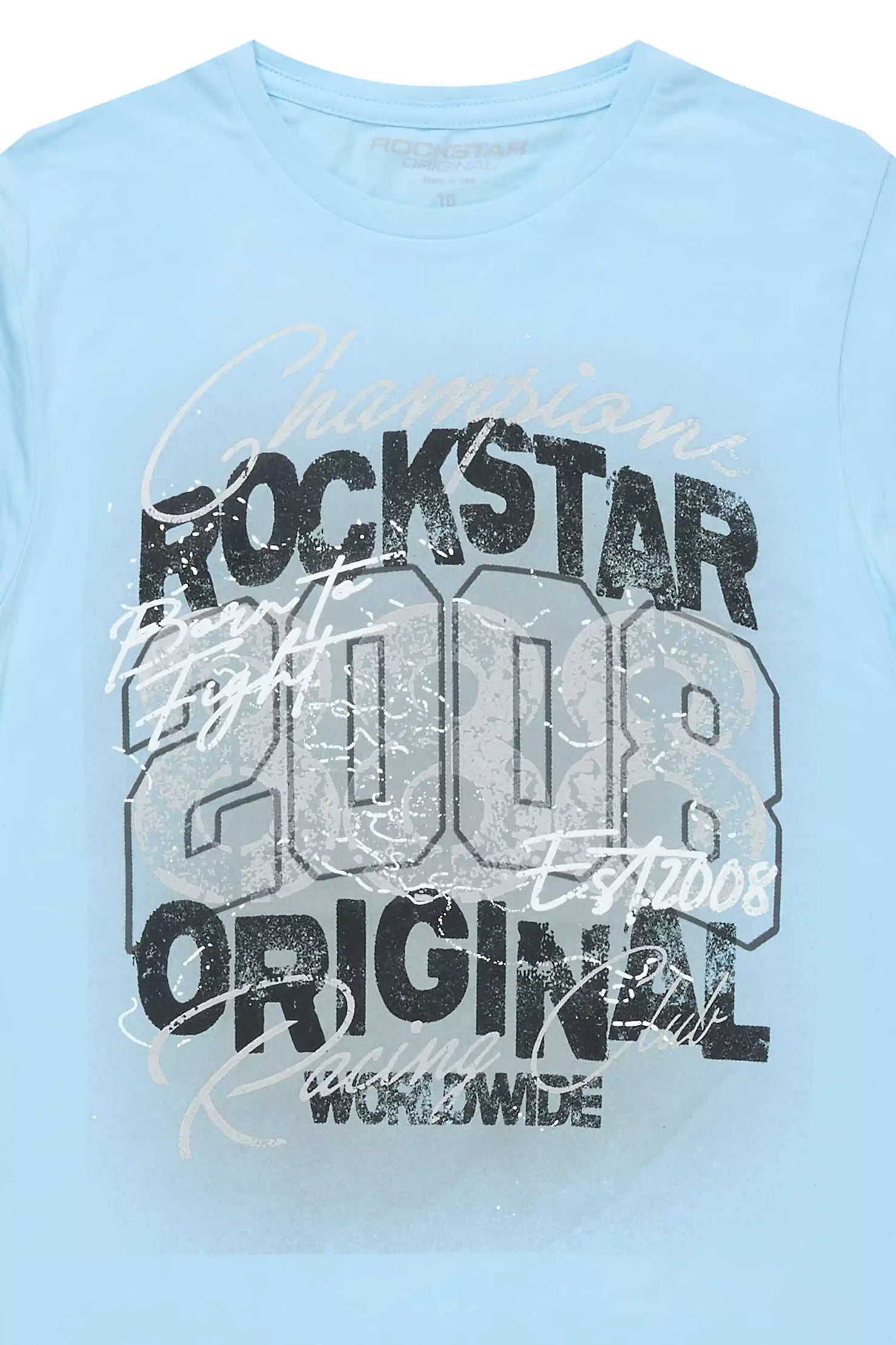 Boys Kairen Sky Blue/Black Graphic T-Shirt