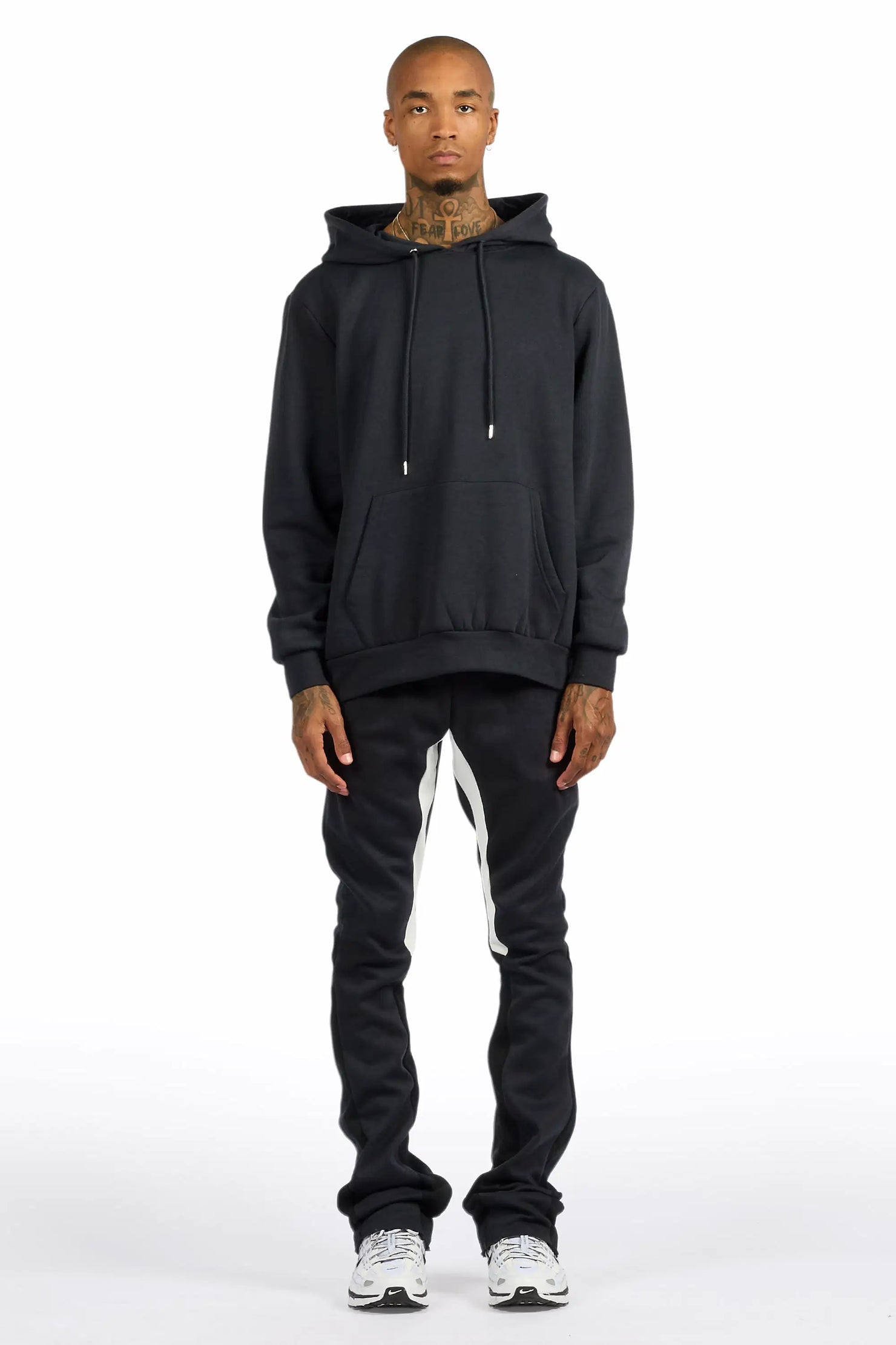 Basic Charcoal Hoodie/Stacked Flare Track Set
