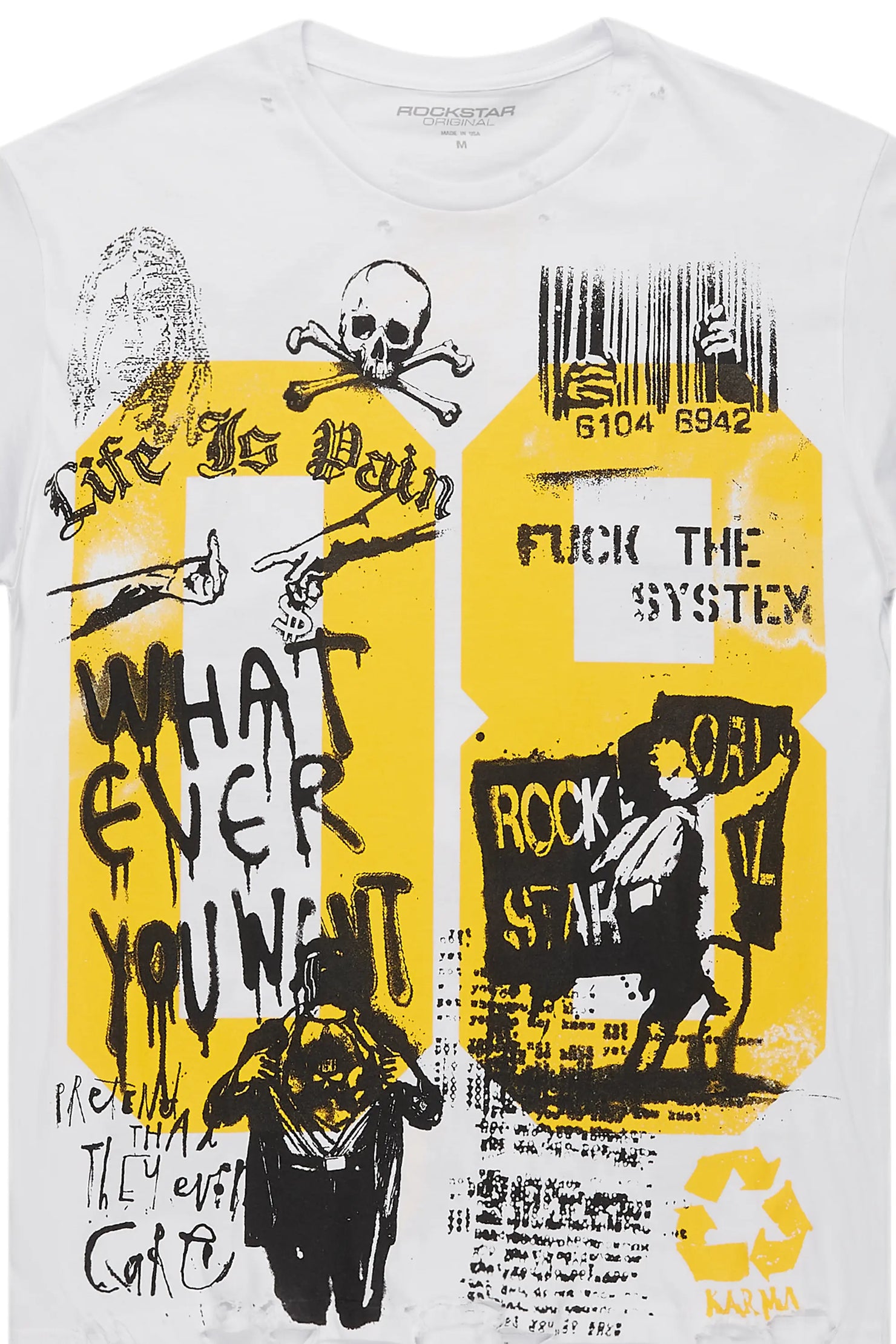 Kammile White/Yellow Oversized T-Shirt