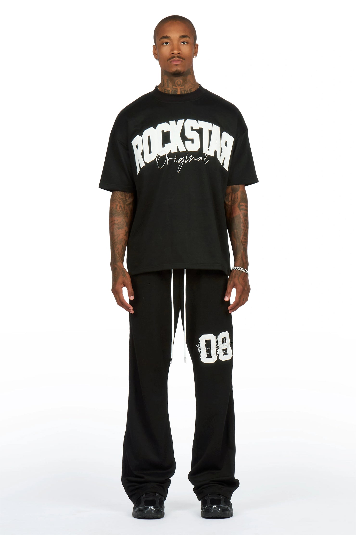 Zymir Black  French Terry Chenille Tee/ French Terry Relaxed Track Set