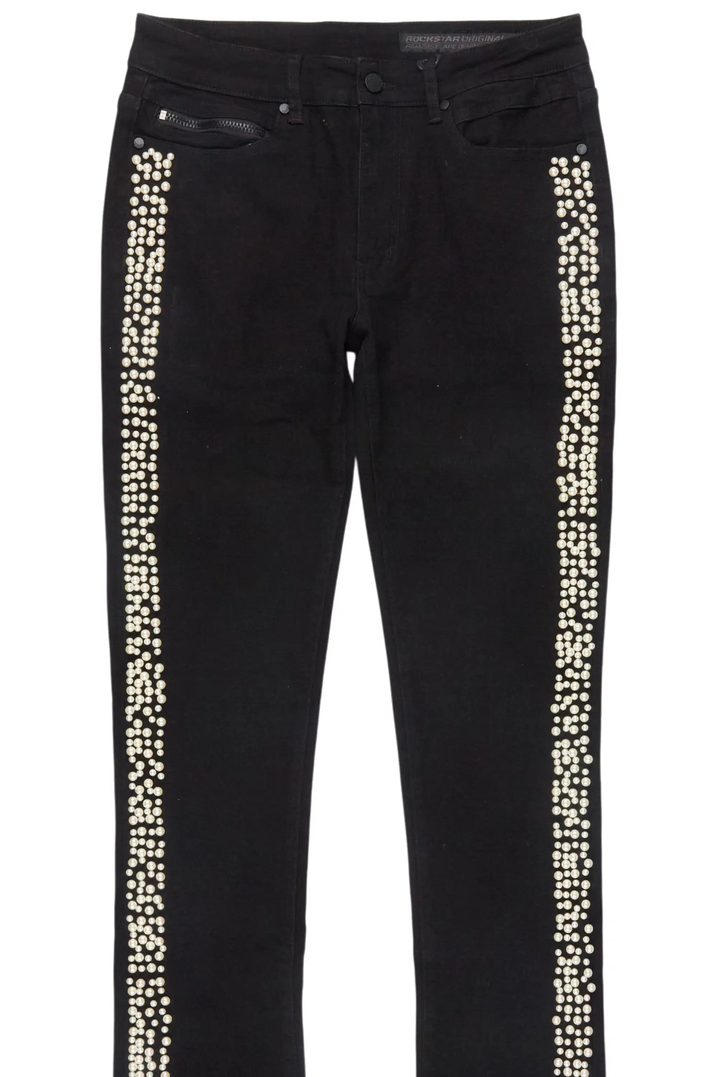 Kairo Jet Black Pearl Stacked Flare Jean