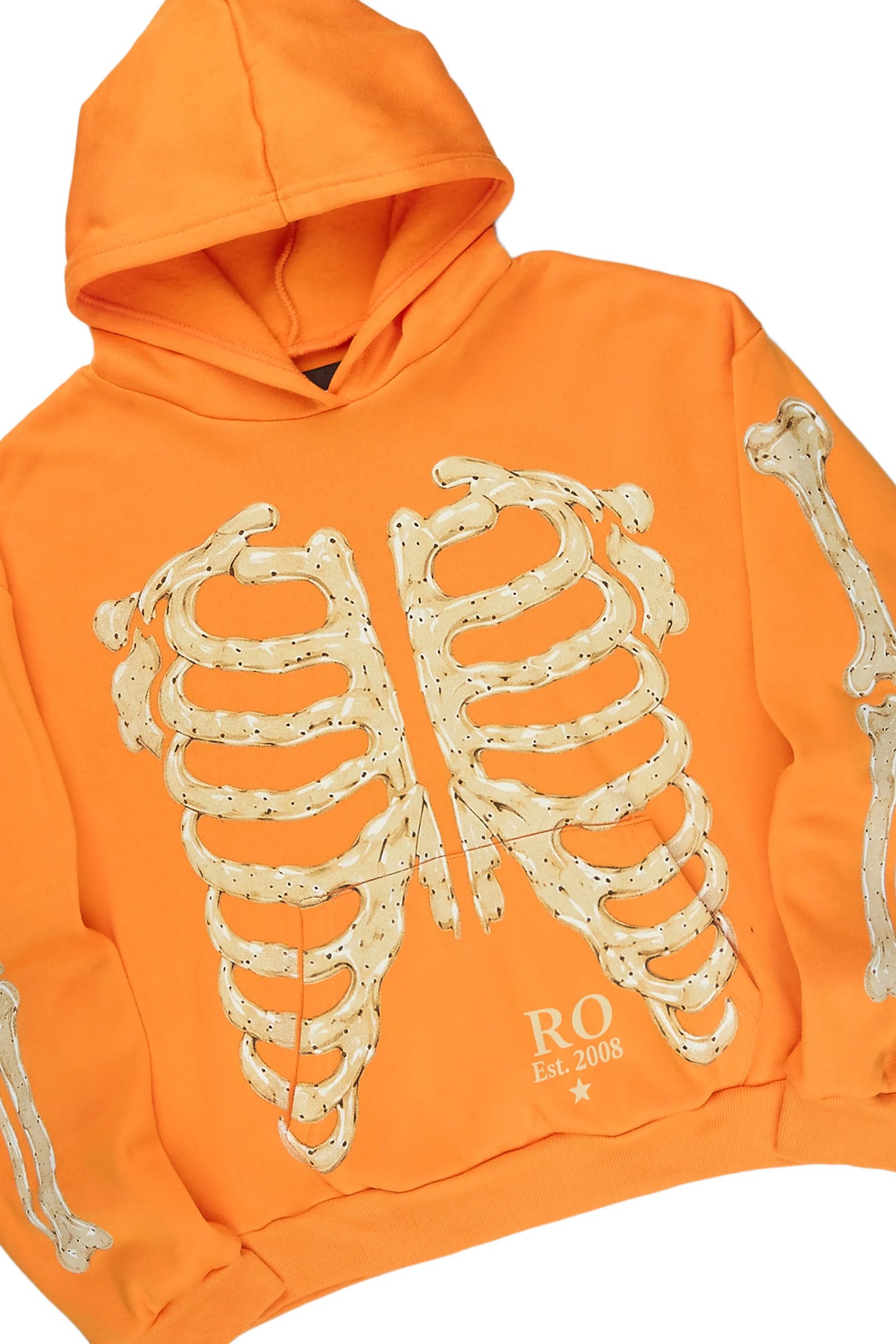 Boys Vermis Orange/Cream Stacked Hoodie Track Set