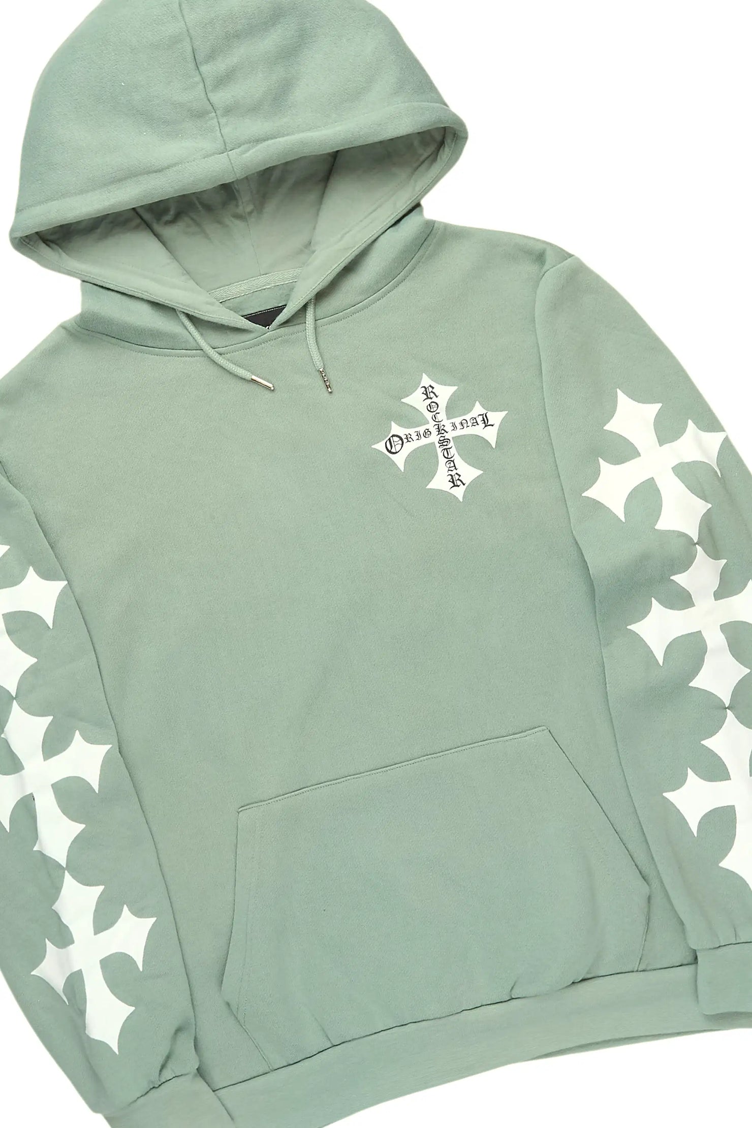 Slaydr Sage/White Hoodie/Stacked Flare Track Set