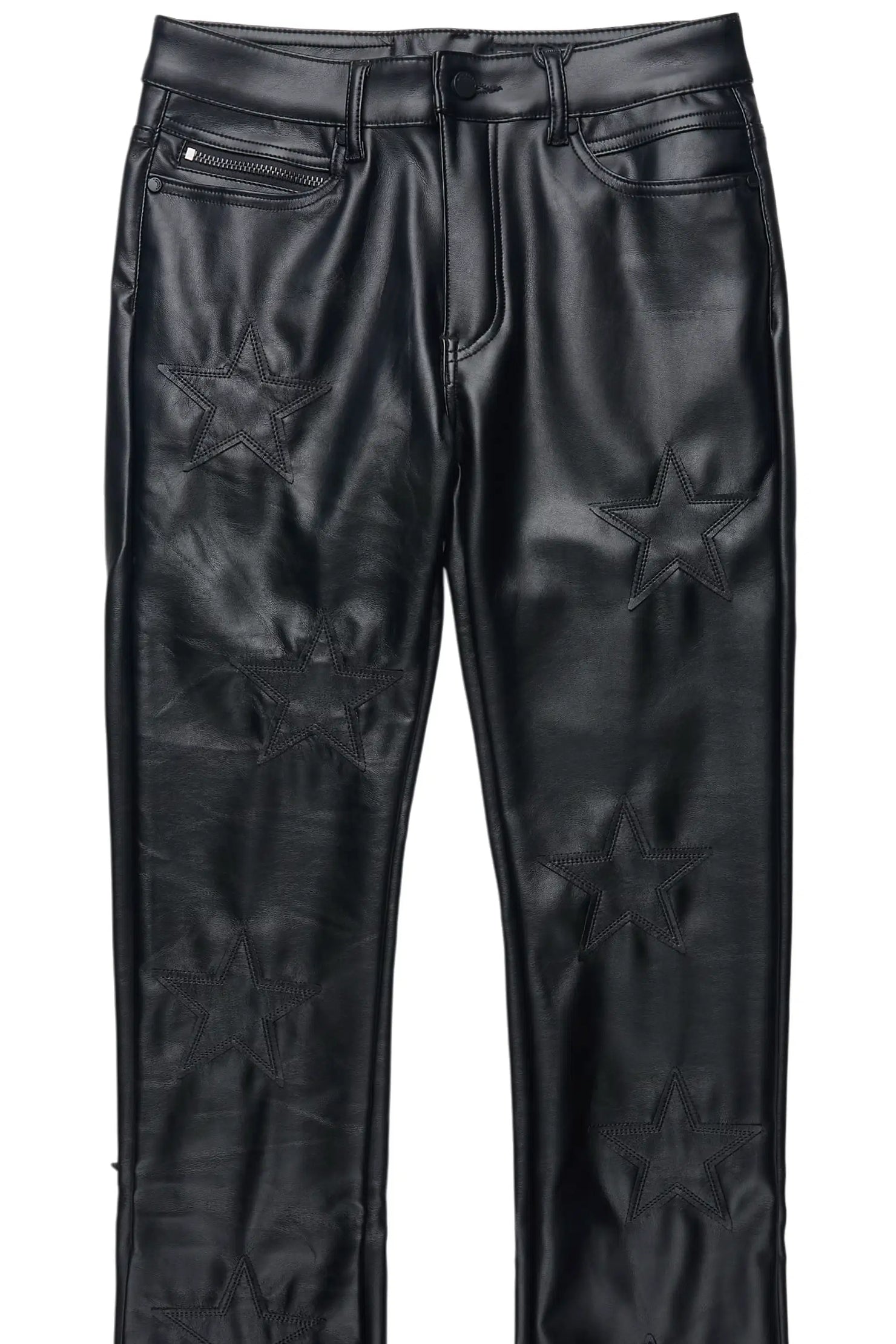 Steen Black/Black PU Stacked Flare Jean