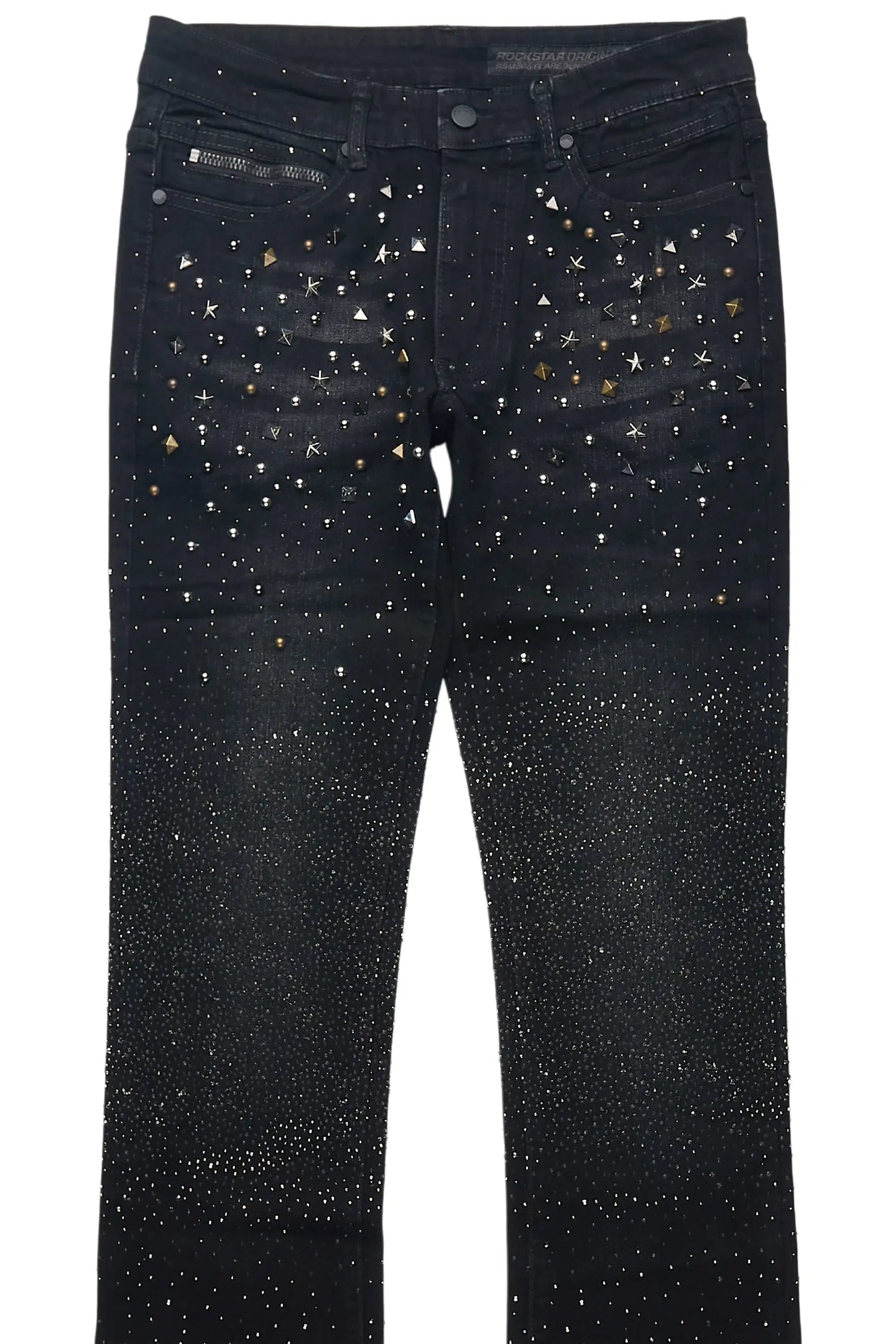 Onyx Dark Grey Stacked Flare Jean