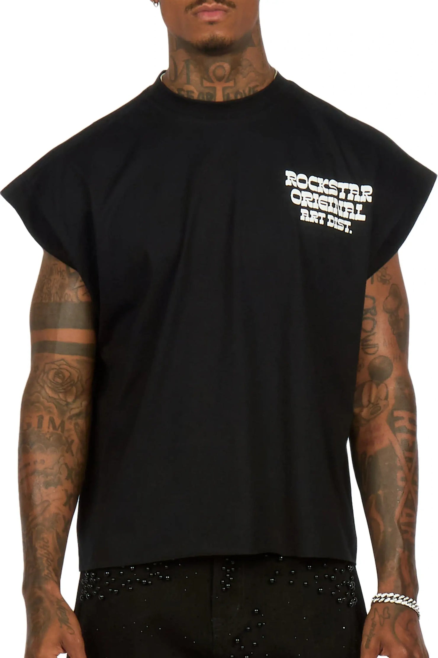 Plot Black Cut Sleeve Tee