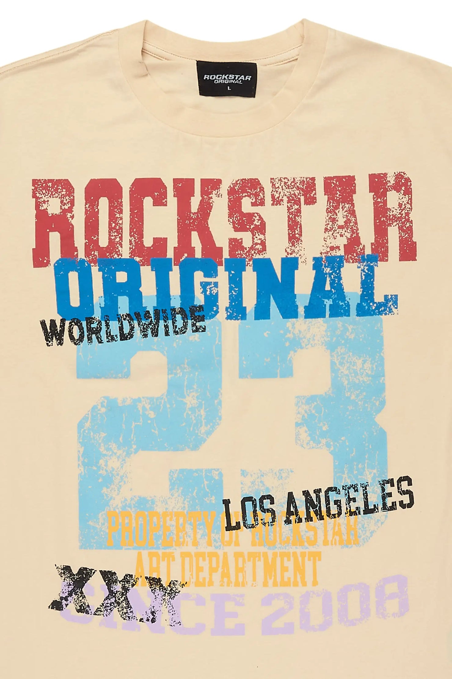 Kyvaris Beige Oversized Graphic T-Shirt