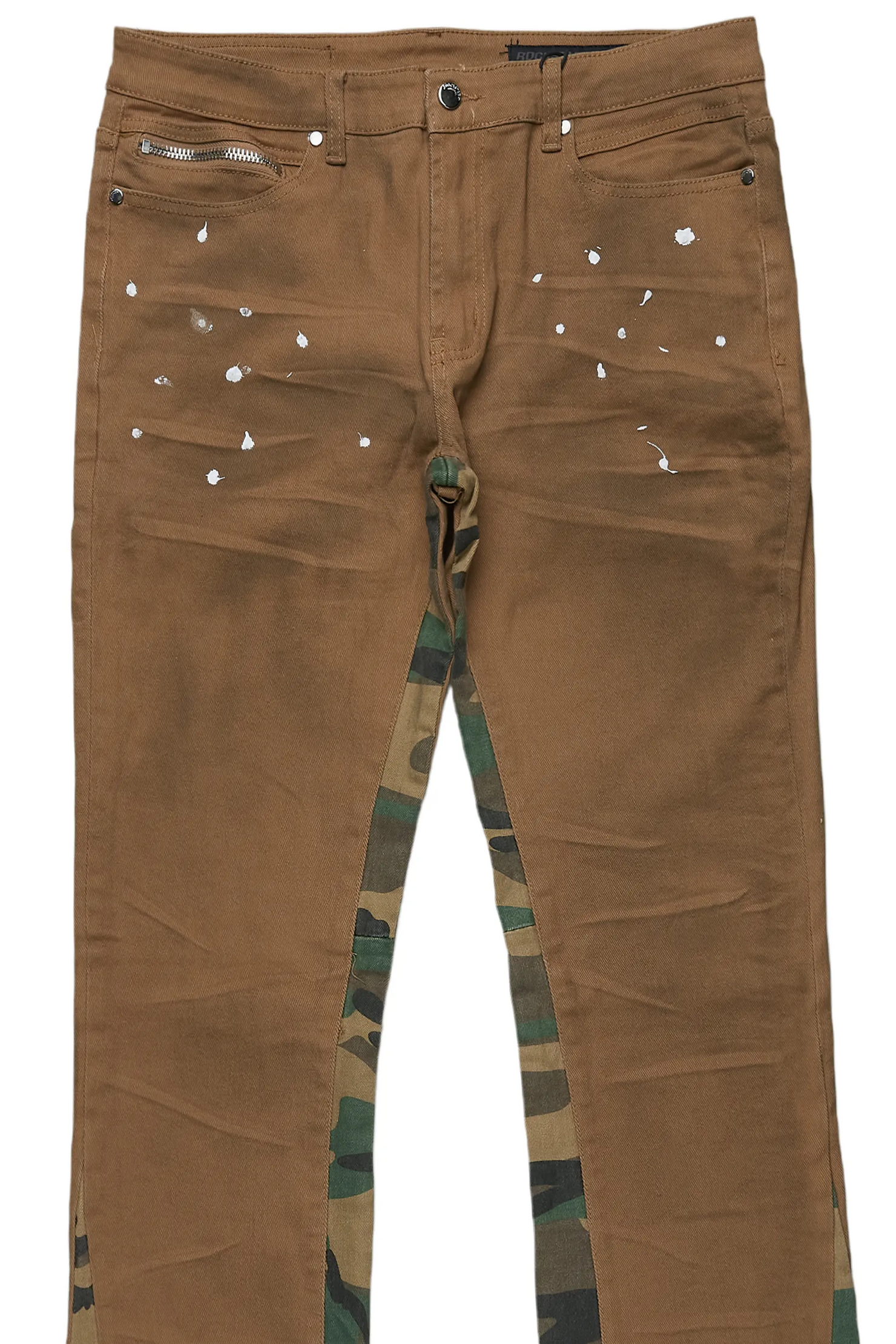 Strass Brown Stacked Flare Jean