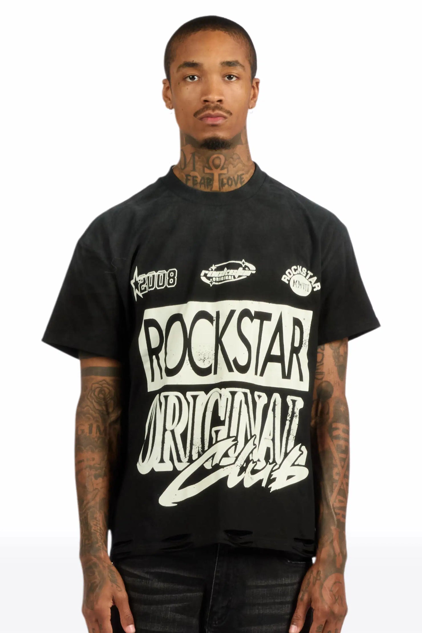 Rylok Black Oversized Graphic T-Shirt