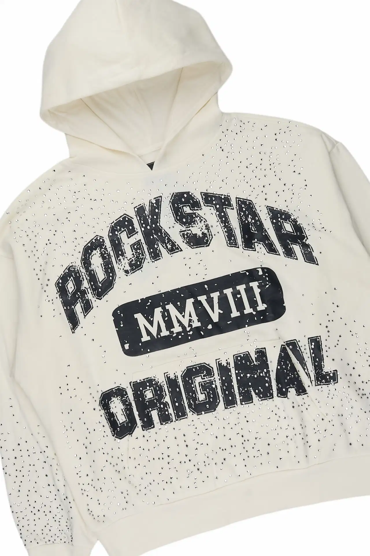 Borya Bone/Black Rhinestone Hoodie Relaxed Track Set