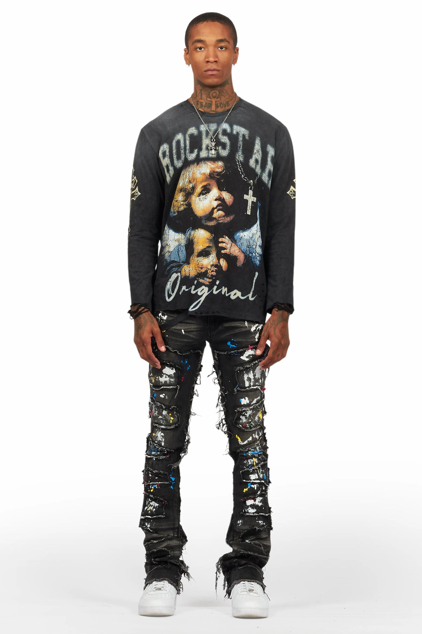 Deiter Vintage Black Long Sleeve Graphic T-Shirt