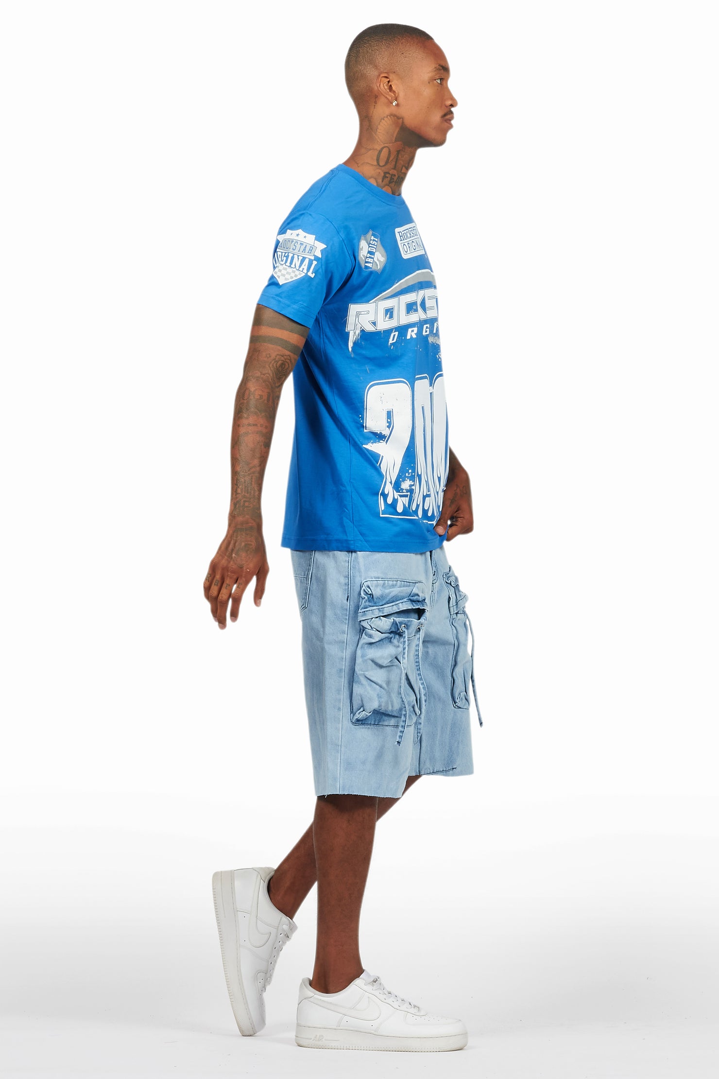 Amos Royal T-Shirt/Denim Short Set