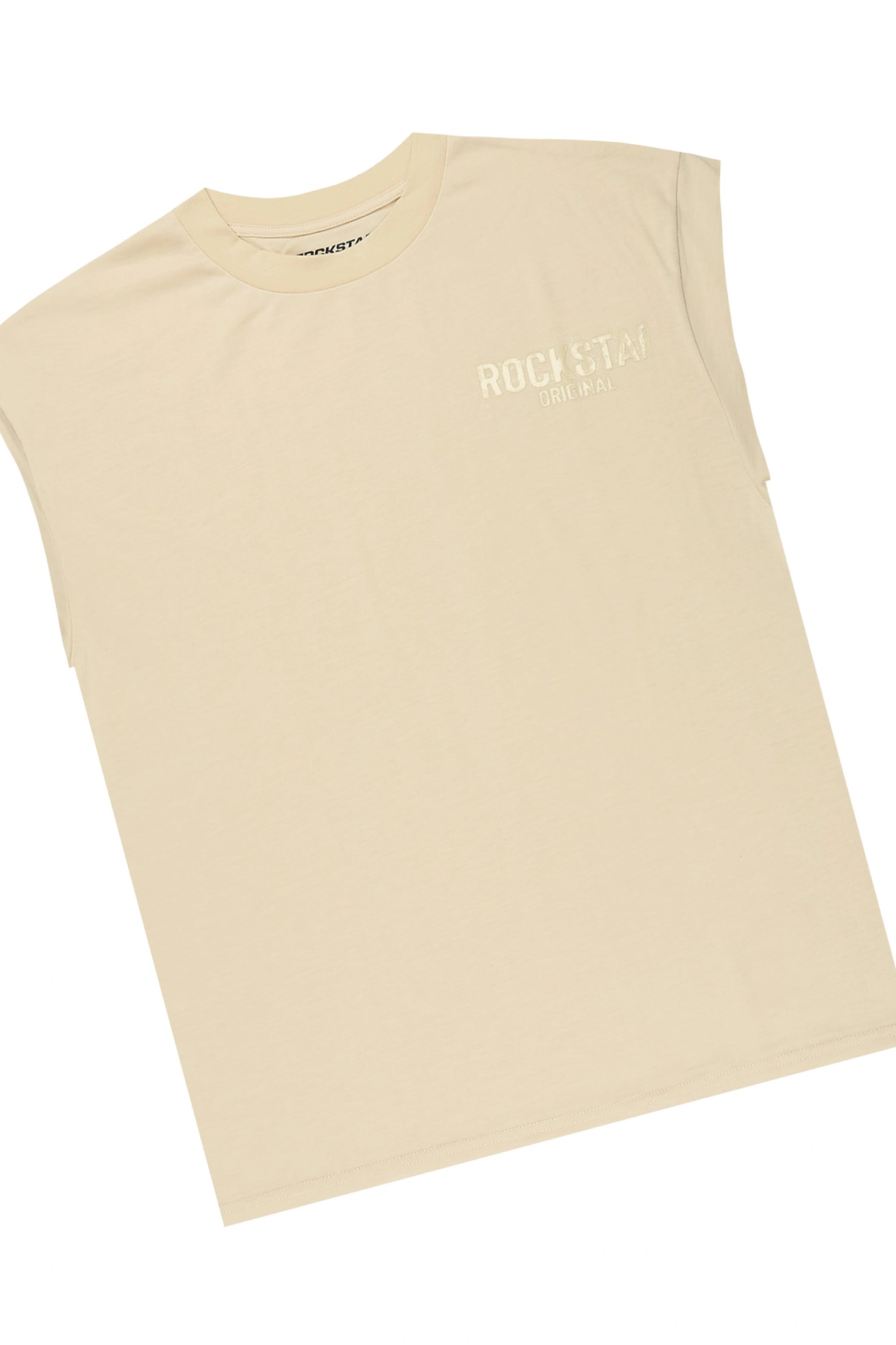 Sana Beige/Beige Cut Sleeve T-Shirt Short Set