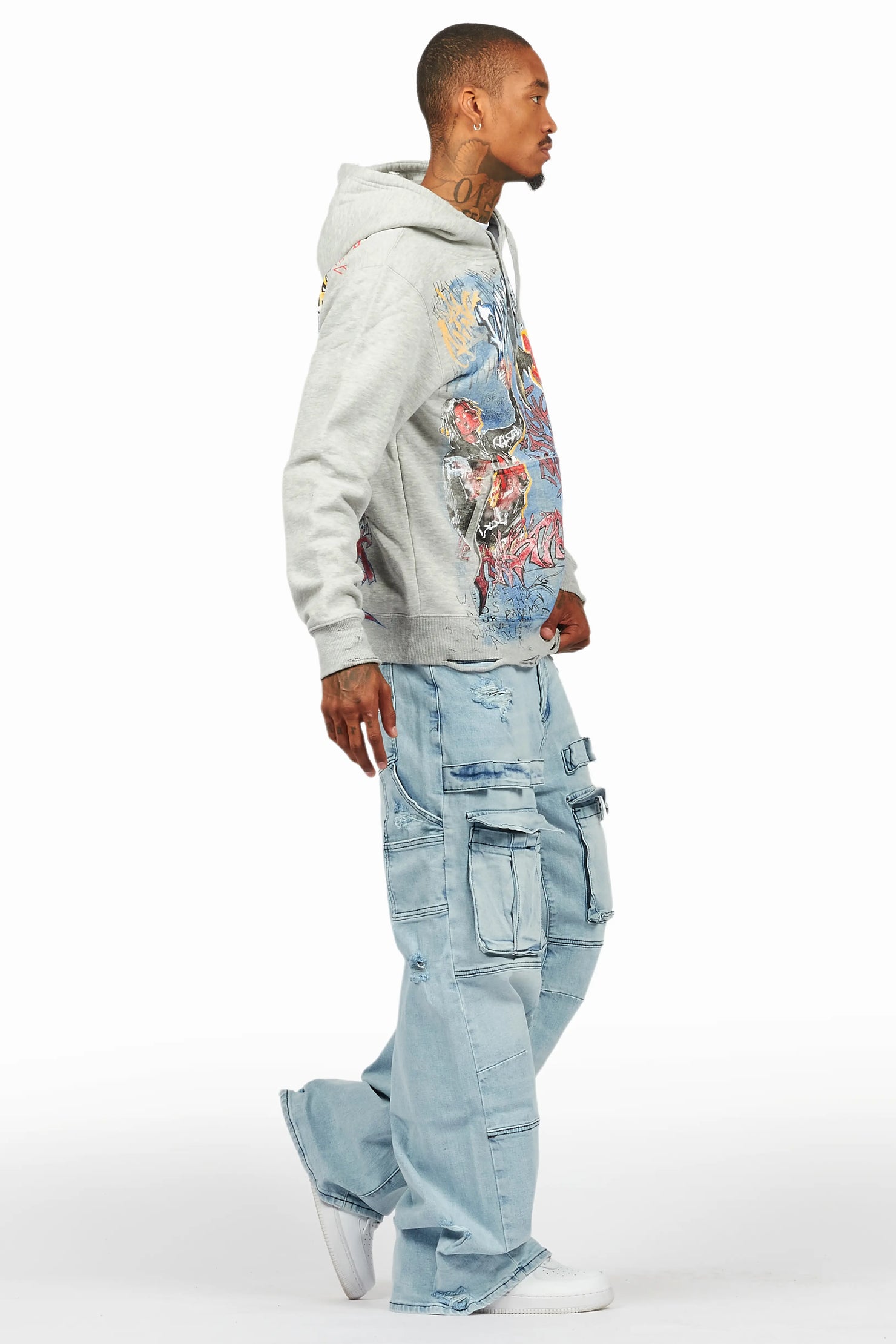 Yooz Heather Grey Hoodie & Burain Baggy Fit Jean Bundle