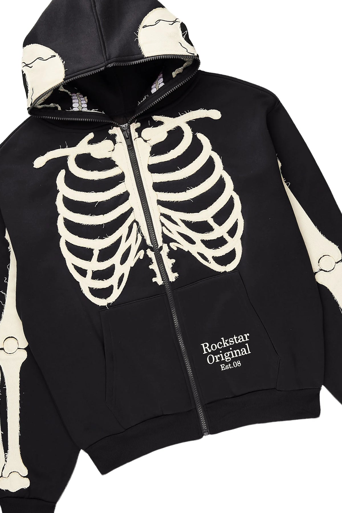 Boys Scathe Black Patch Zip Up/Baggy Track Set