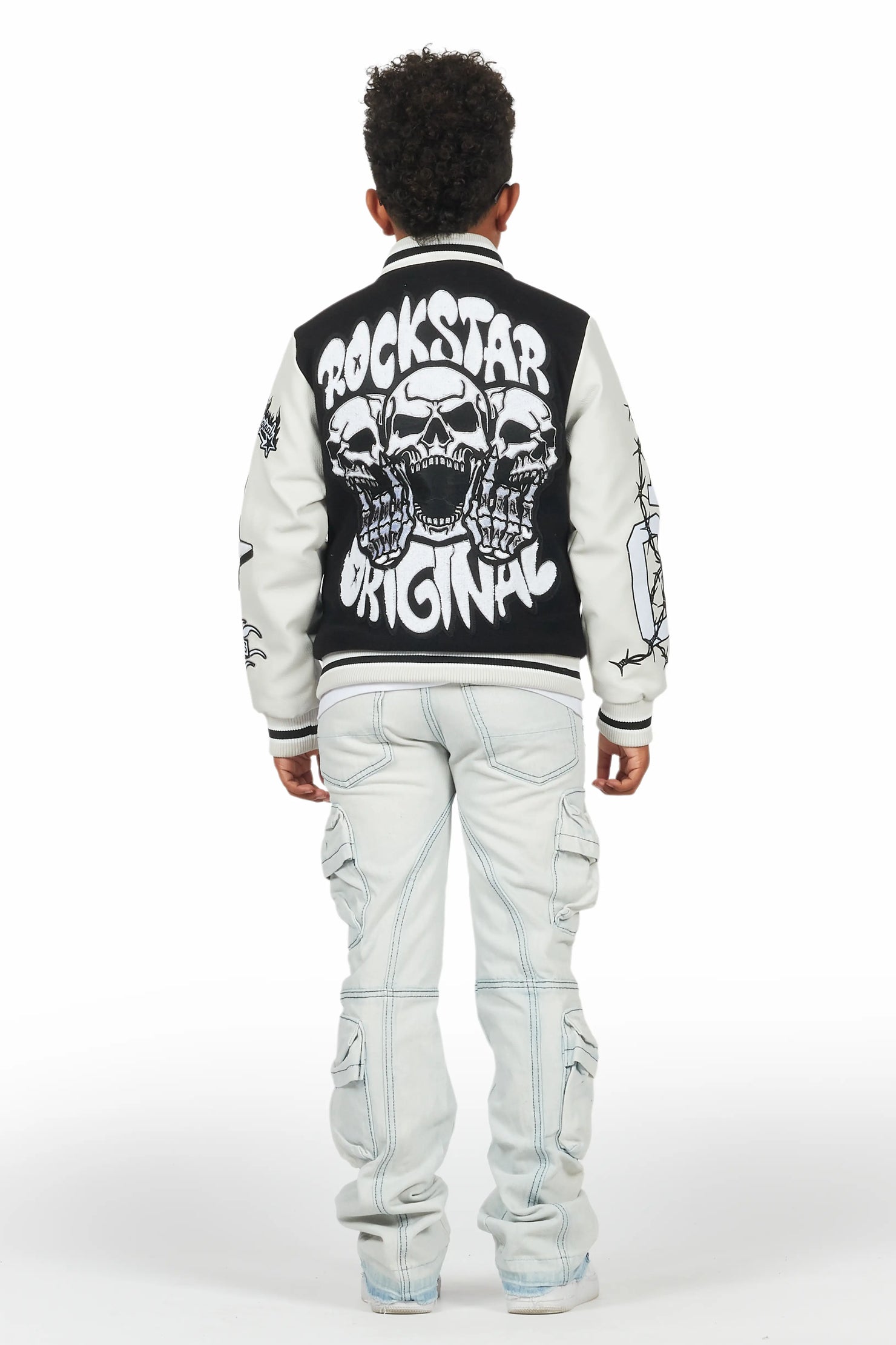 Boys Gregor Blue Stacked Flare Cargo Jean