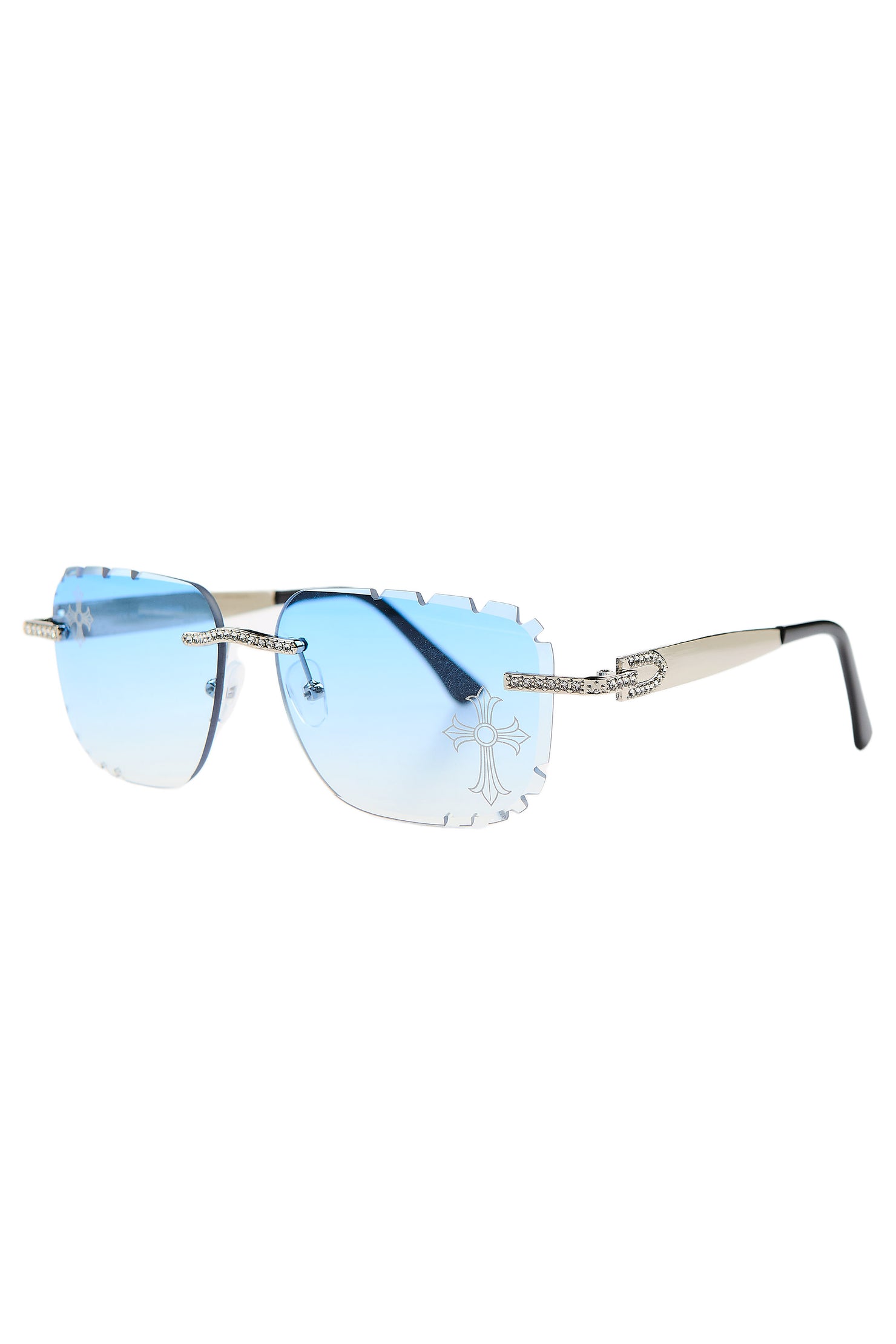 Deez Silver/Blue Square Rectangle Sunglass