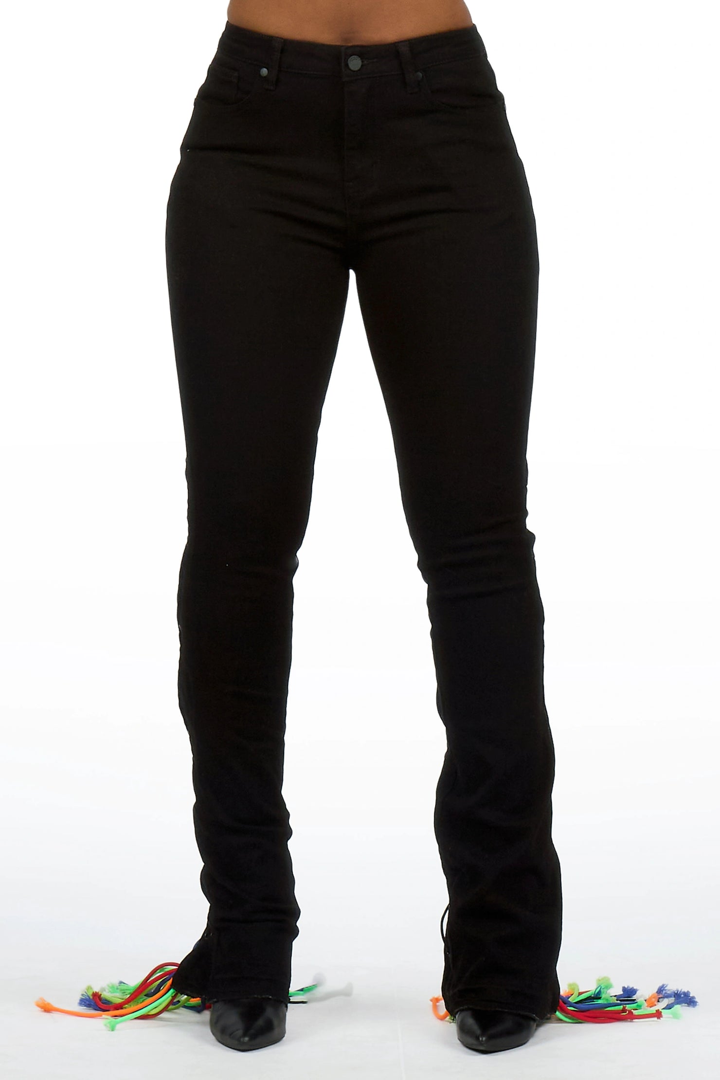 Ottiana Black/Multi Stacked Flare Jean