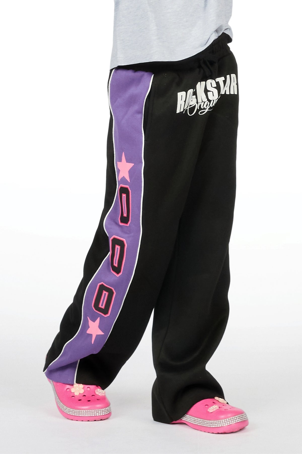 Girls Airelle Black/Purple Baggy Track Pant