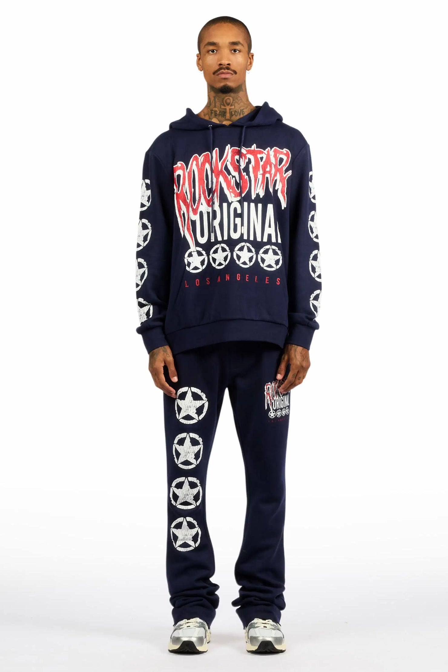 Wizzurd Navy/Red Hoodie Stacked Track Set