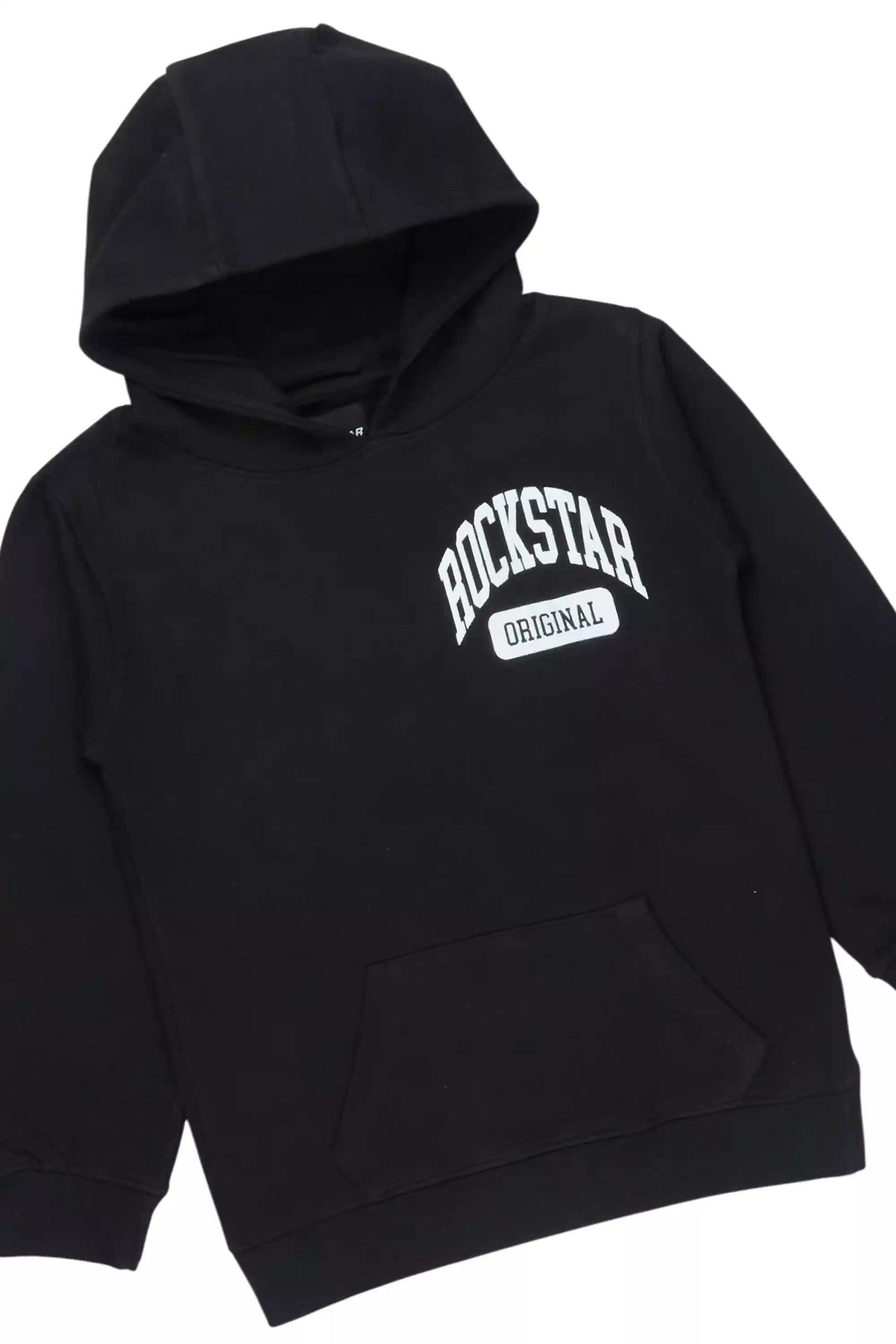 Boys Member Black/White Hoodie Stacked Flare Track Set