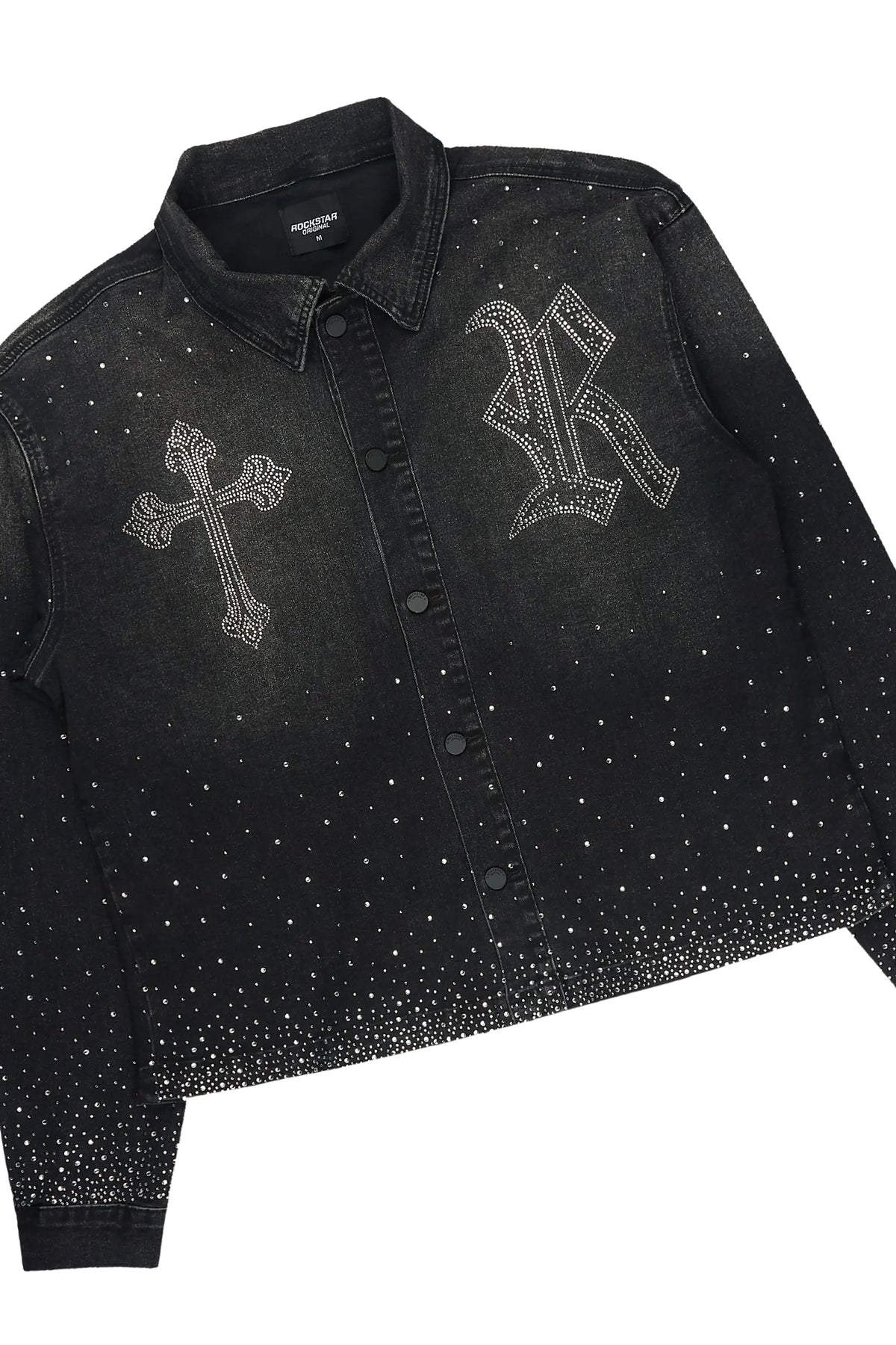 Clemente Dark Grey Rhinestone Button Down Shirt/Jean Set