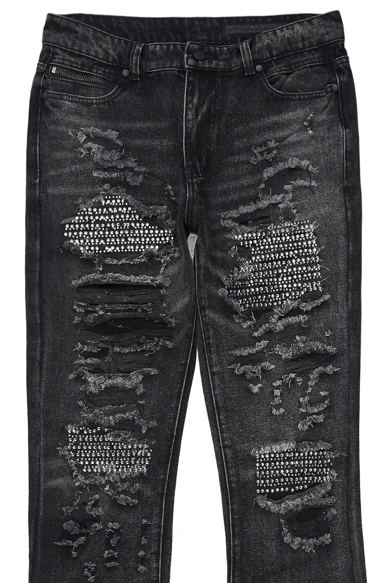Mathey Dark Grey Rhinestone Stacked Fit Jean