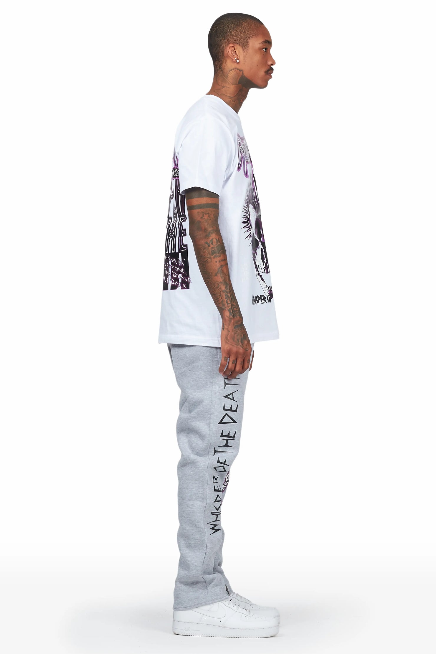 Obert White/Grey T-Shirt Slim Track Set