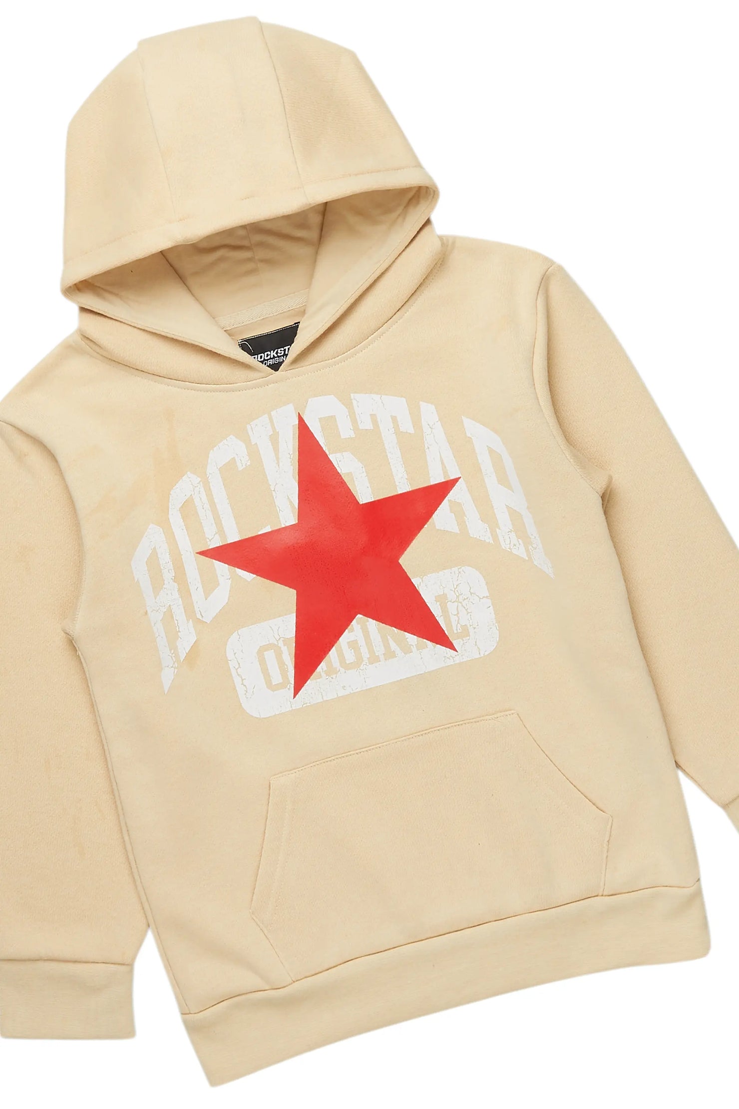 Boys States Beige Stacked Hoodie Track Set