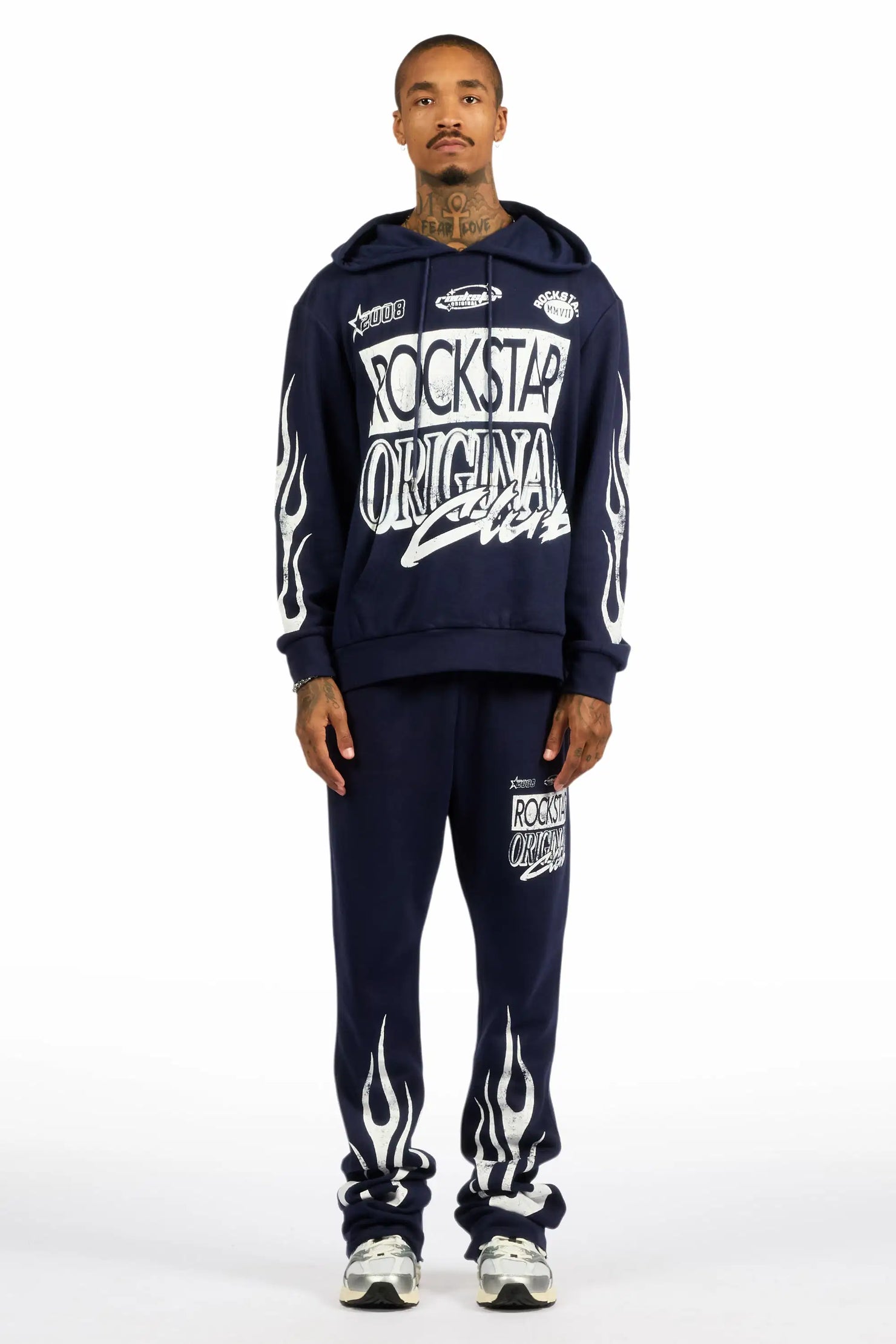 Rylok Navy/White Hoodie Stacked Track Set