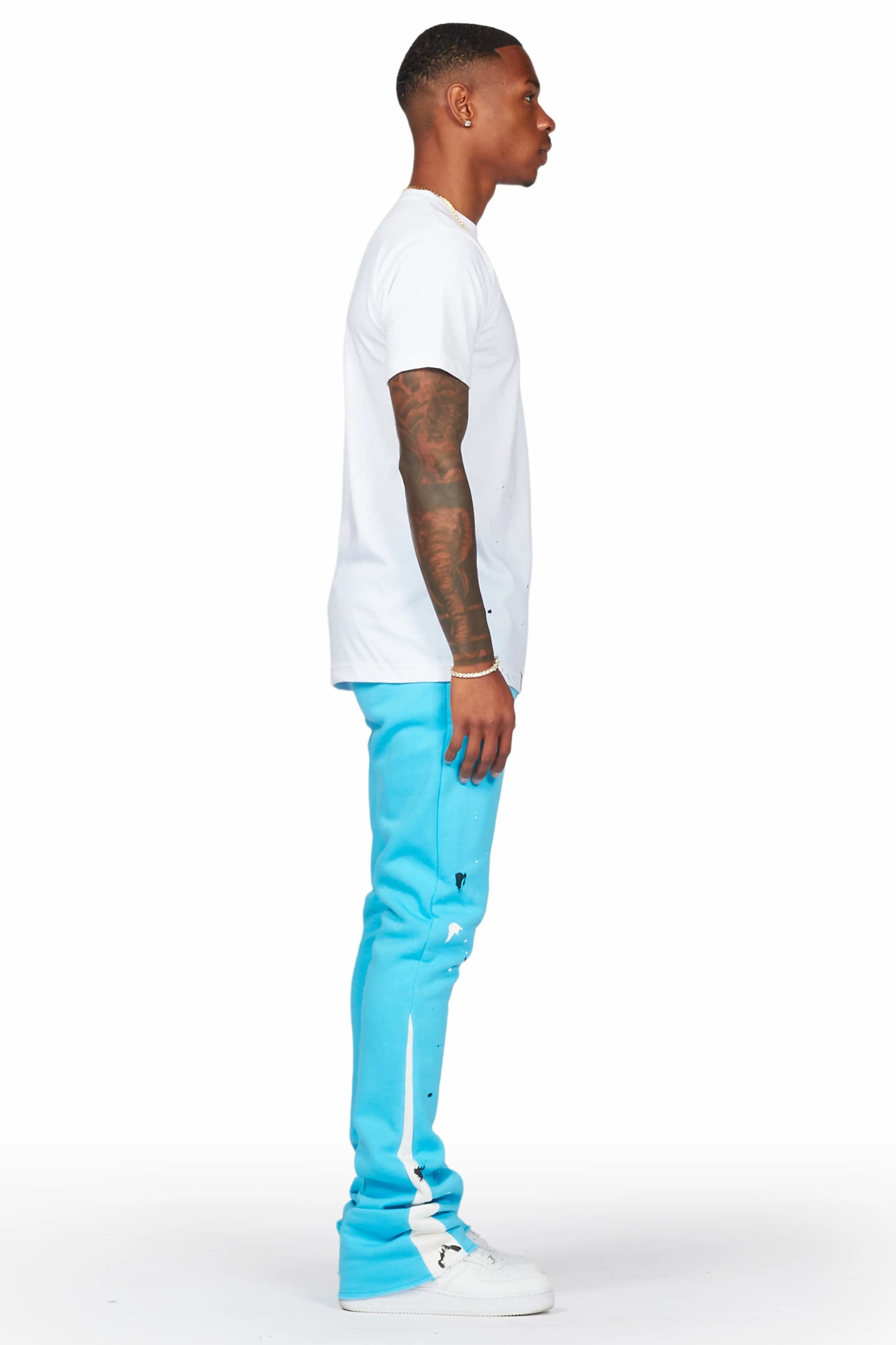 Raffer Blue/White T-Shirt/Stacked Flare Pant Set