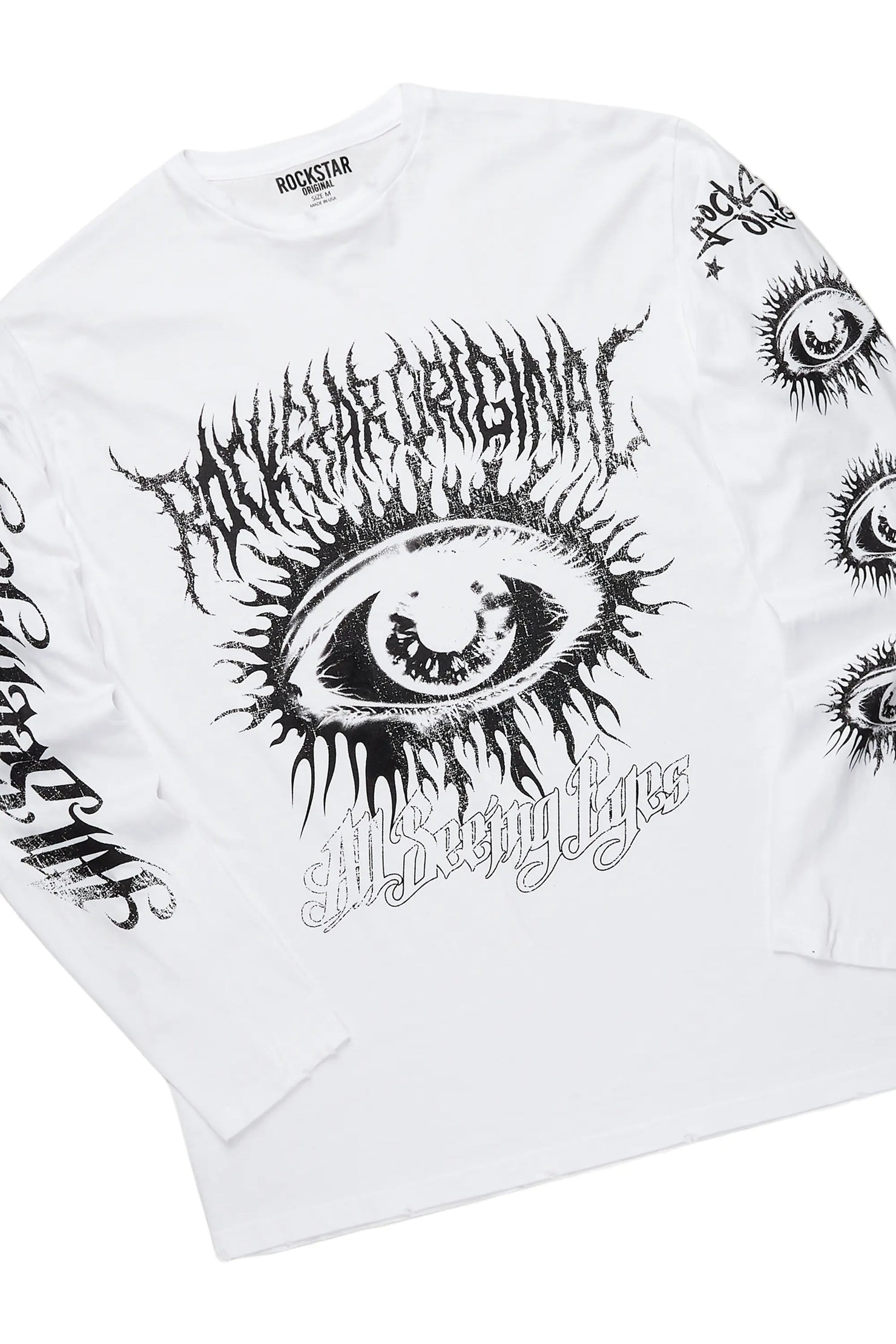 All Seeing Eyes White/Blue Long Sleeve T-Shirt/Stacked Flare Jean Set