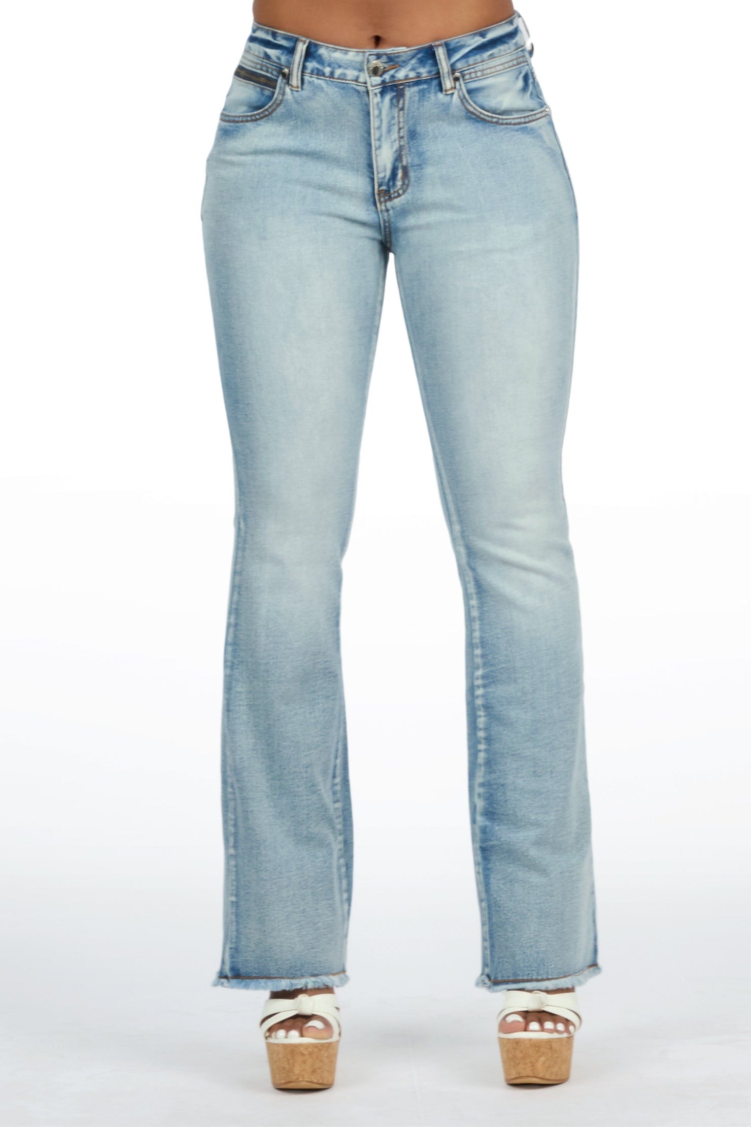 Tiriea Light Wash Low Rise Stretch Bootcut Jean