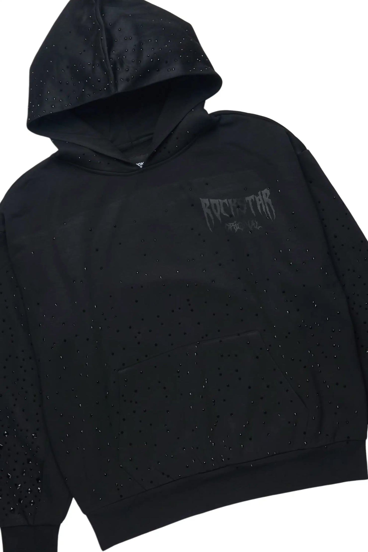 Twinkle Black/Black Rhinestone Hoodie Relaxed Track Set