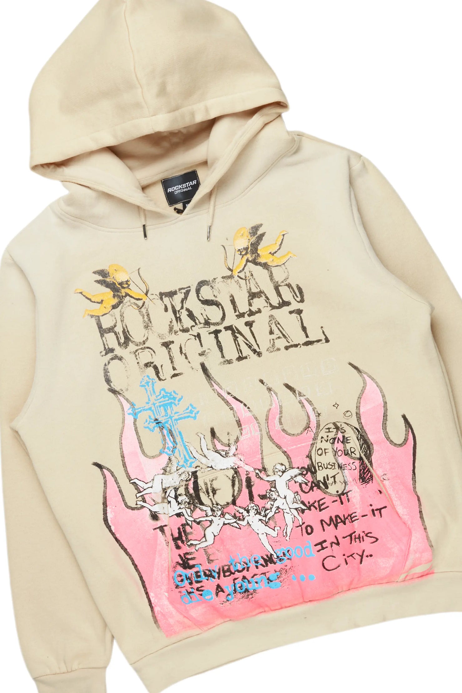 Boone Beige Super Stacked Hoodie Track Set