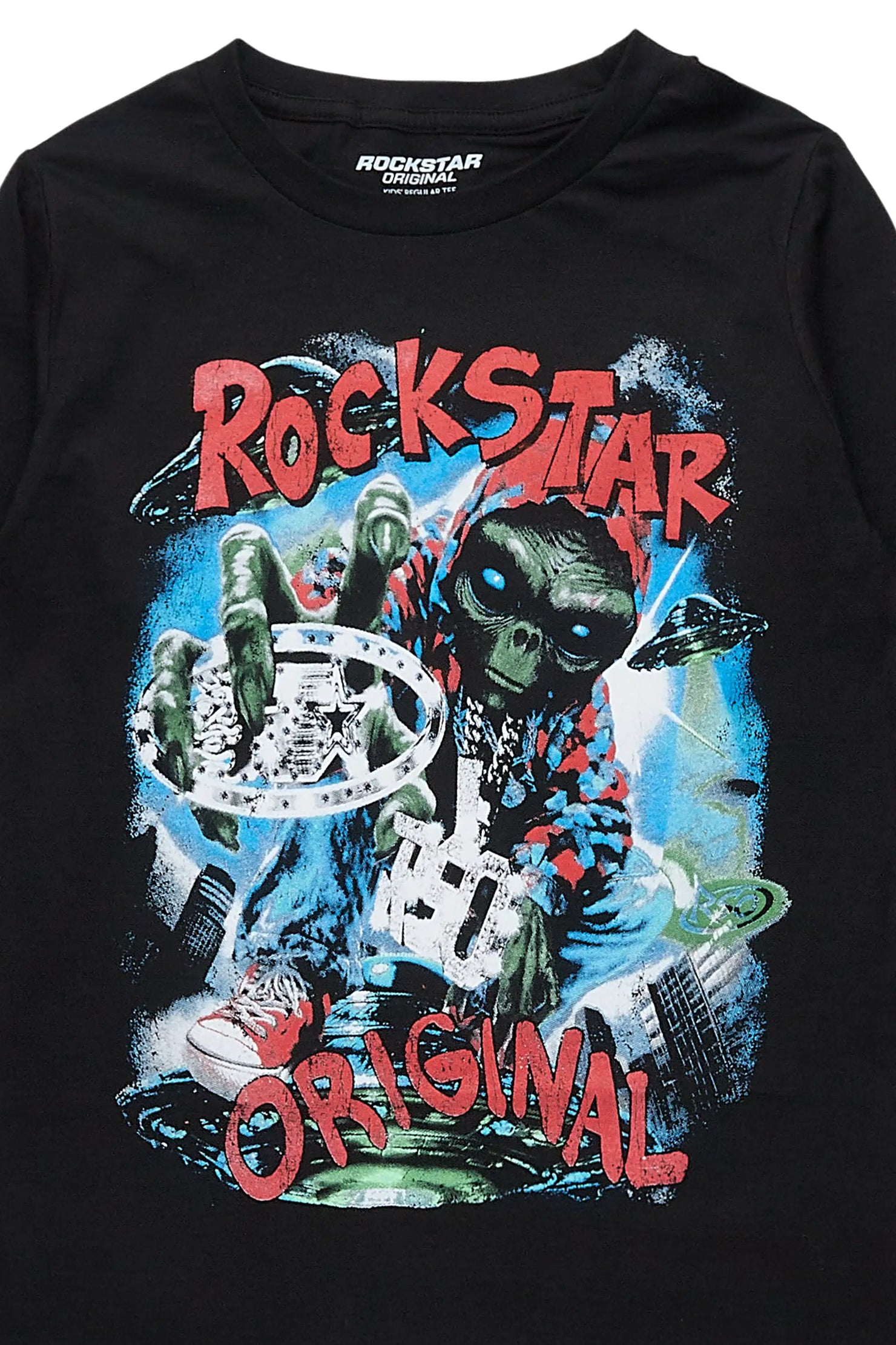 Boys Caevon Black/Multi Long Sleeve Graphic T-Shirt