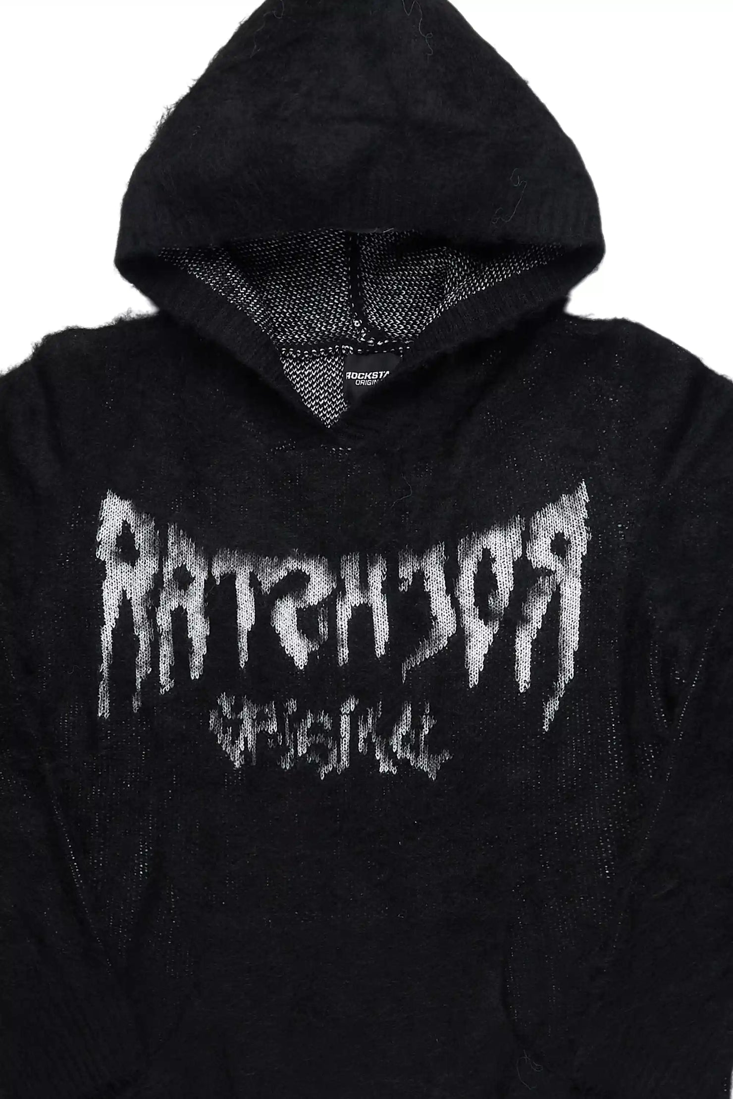 Andros Reflected Black Graphic Knitted Hoodie