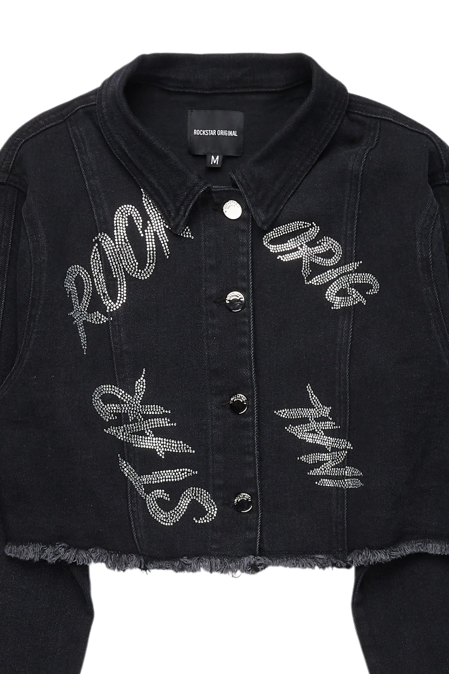 Chequea Black Crop Denim Jacket