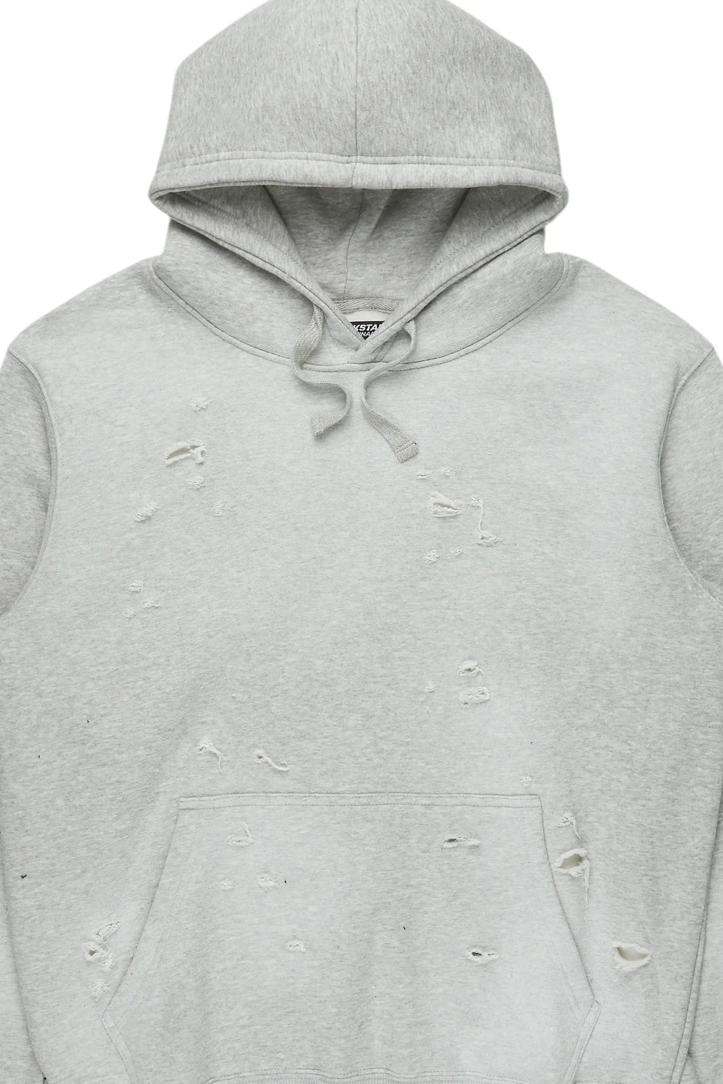 Baki Heather Grey Distressed Hoodie
